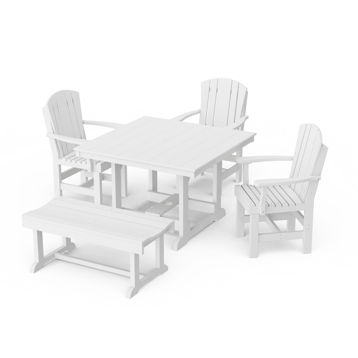 Heritage 5-Piece Square Dining Set with Bench