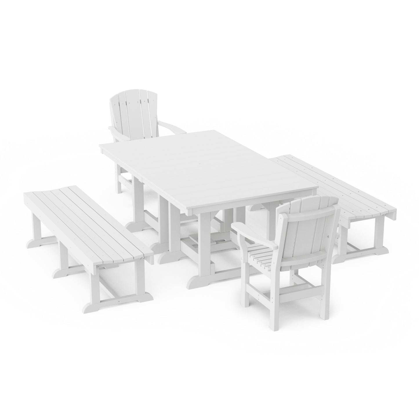 Heritage 5-Piece Rectangular Dining Set with Benches