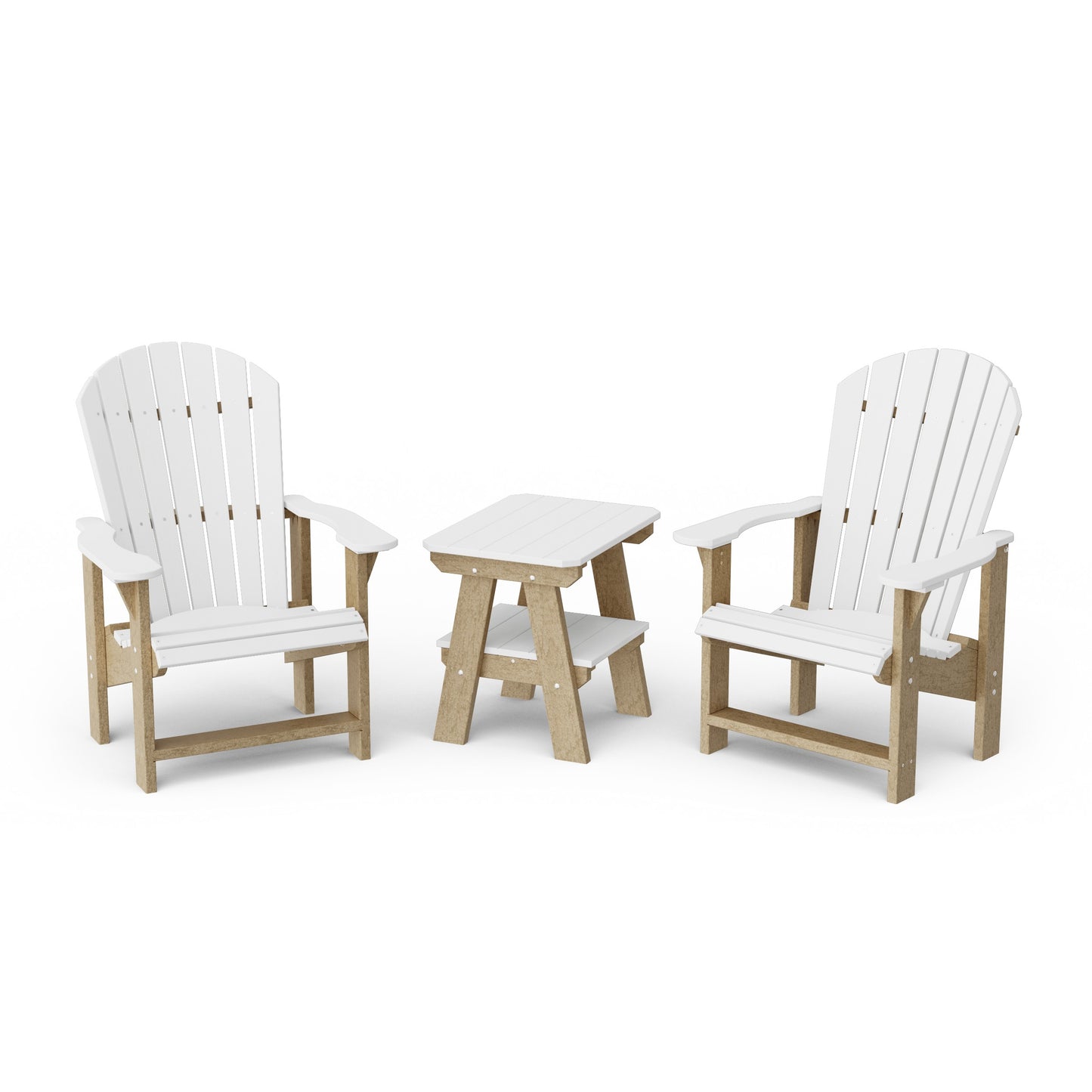 Heritage 3-Piece Upright Adirondack Chair Set with 22" Side Table