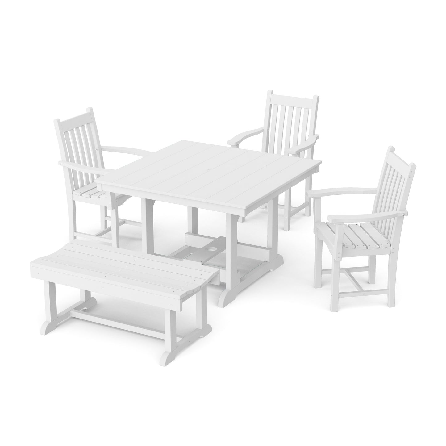 Classic 5-Piece Square Dining Set with Bench