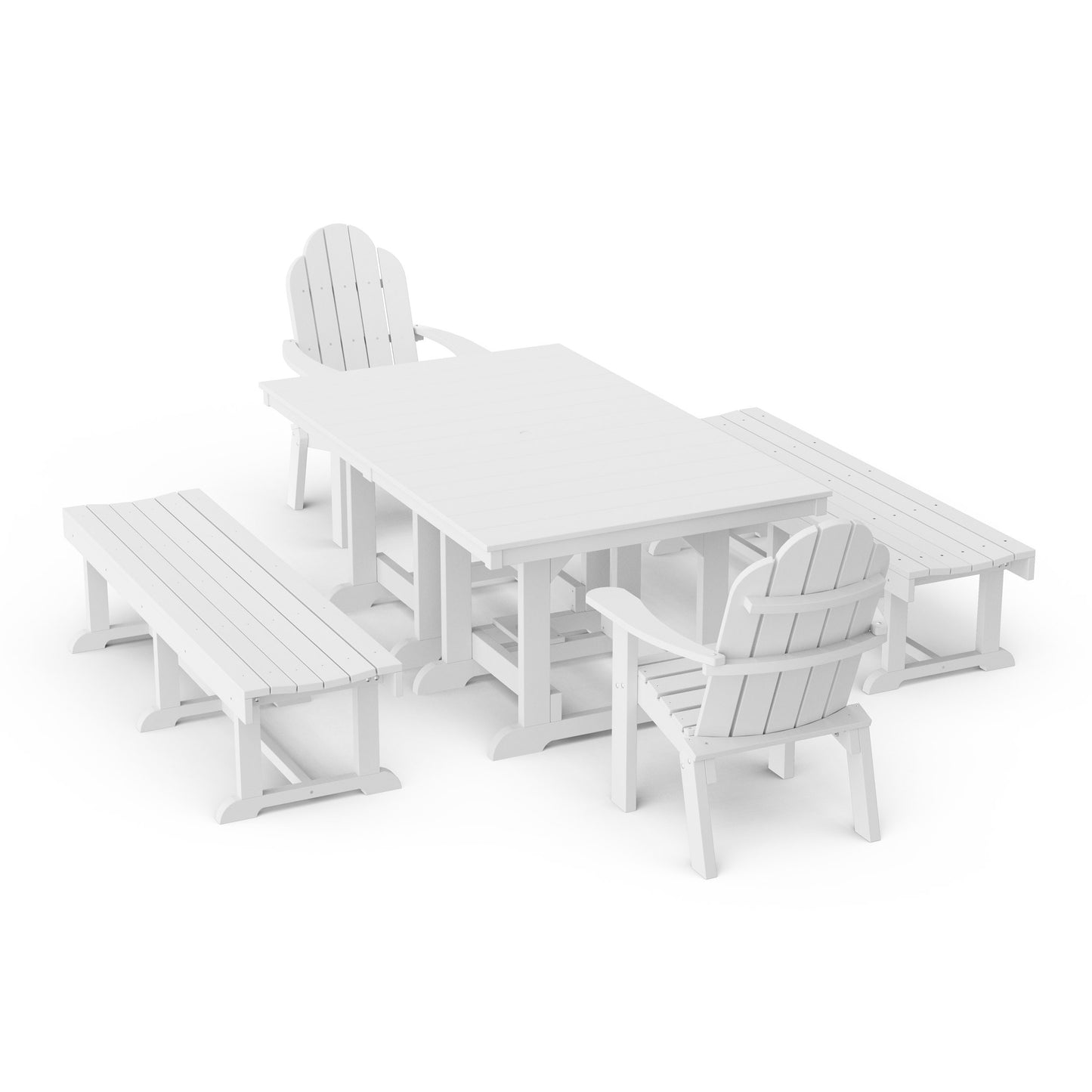 Classic Adirondack 5-Piece Rectangular Dining Set with Benches