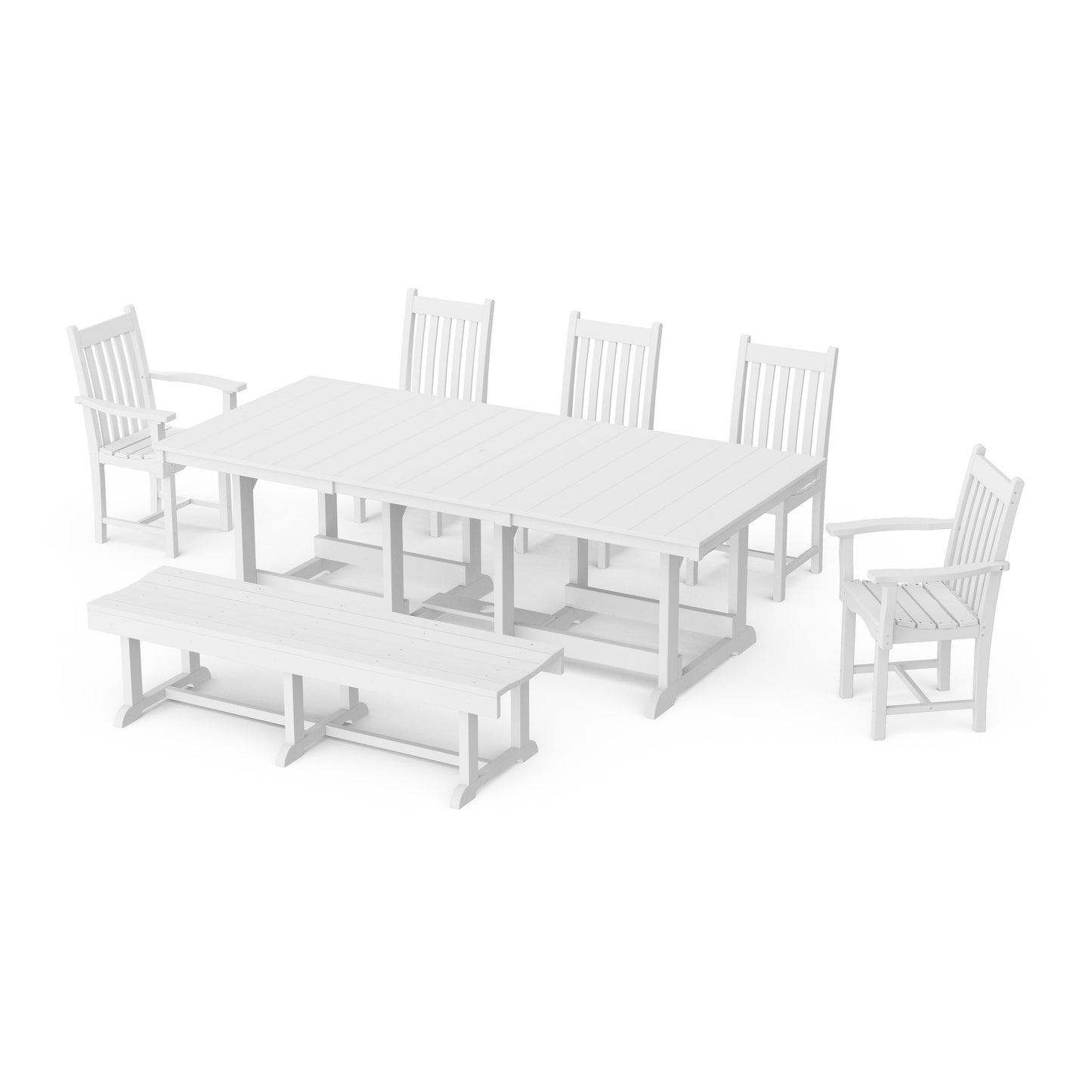 Classic 7-Piece Rectangular Dining Set with Bench
