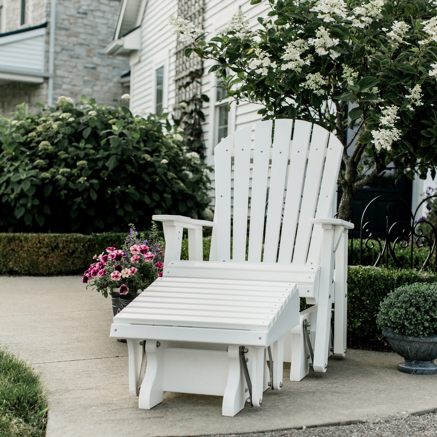 white glider with ottoman