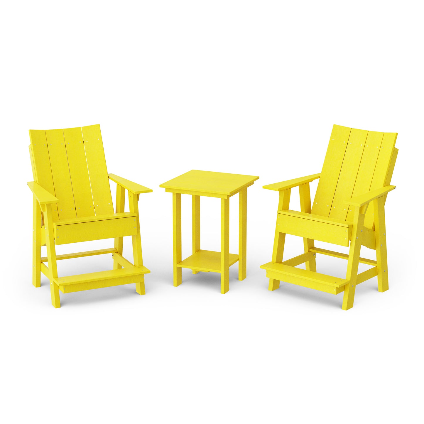 Contemporary 3-Piece Tall Modern Adirondack Chair Set with Side Table
