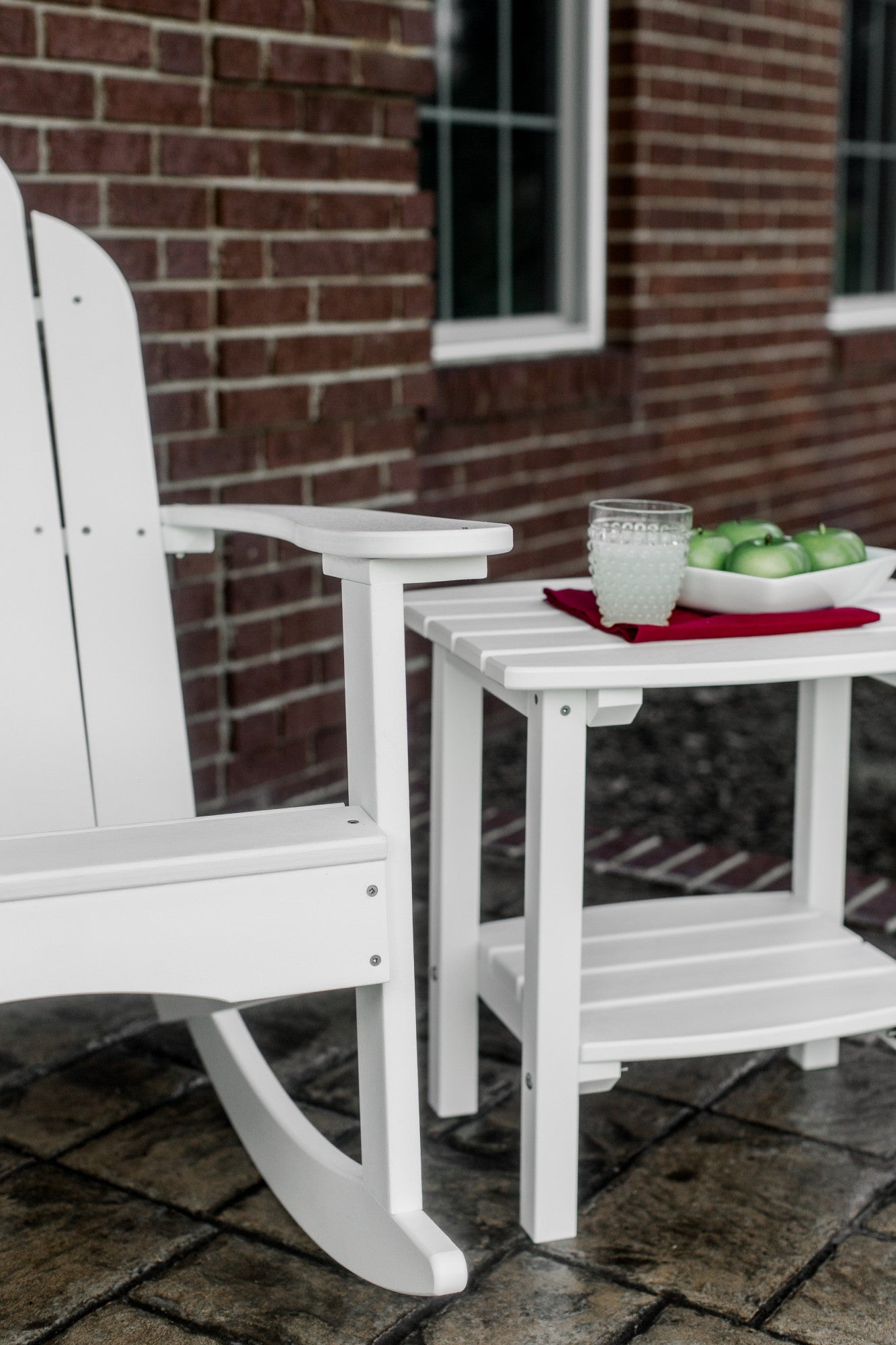 rocking chair and side table up close