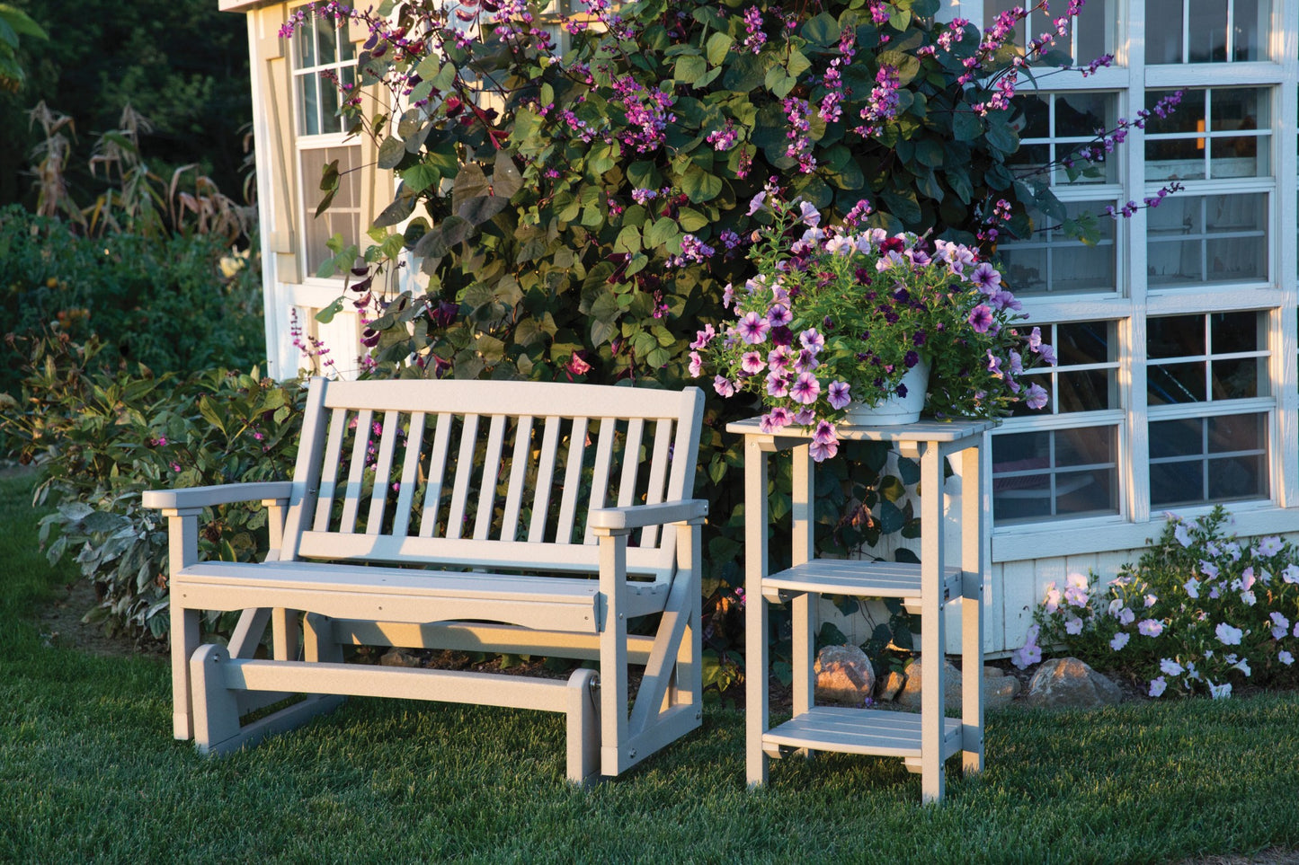 mission glider with 3 shelf side table