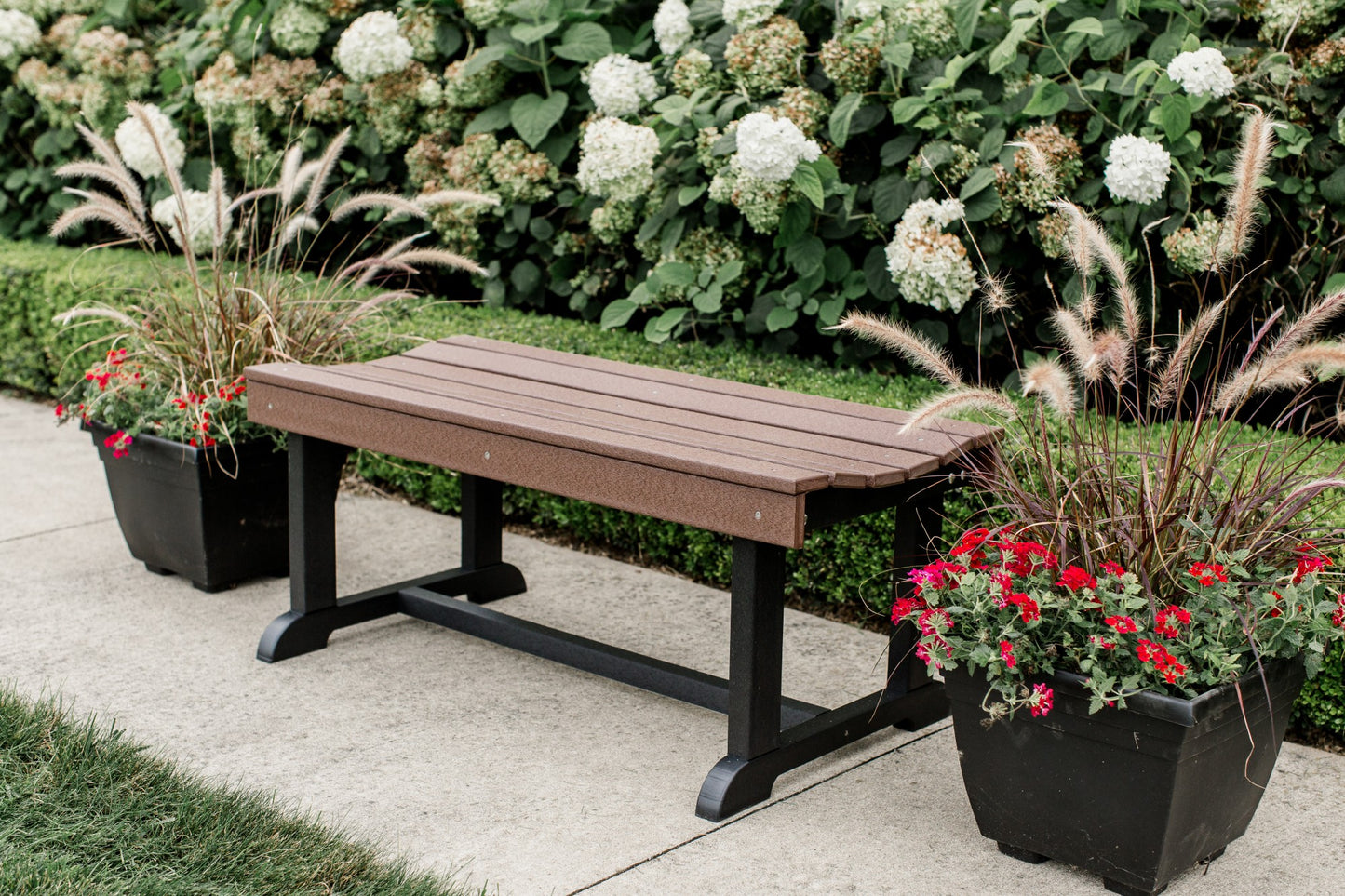 patio bench 42 inch in brown and black