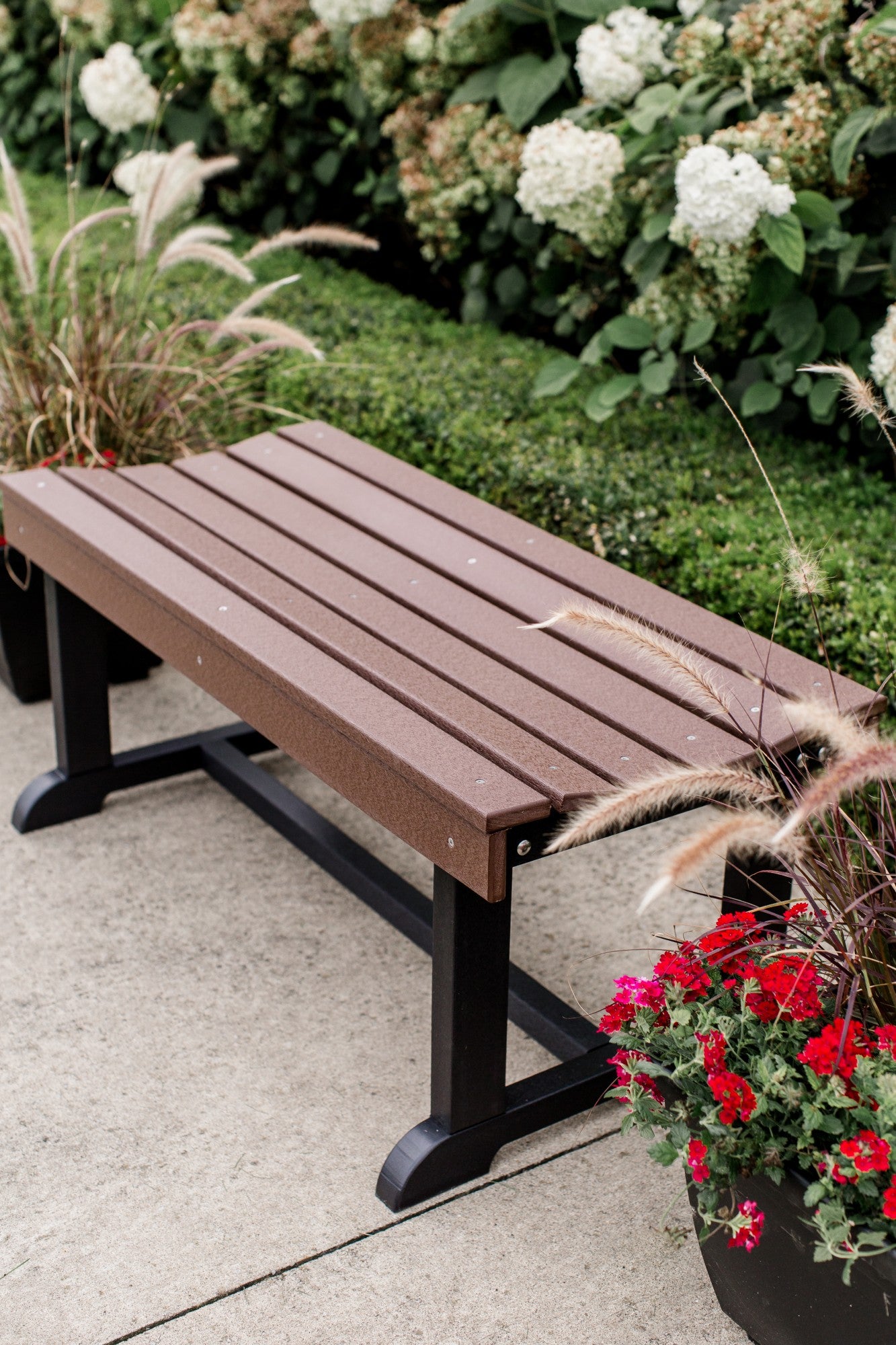 patio bench 42 inch in brown and black