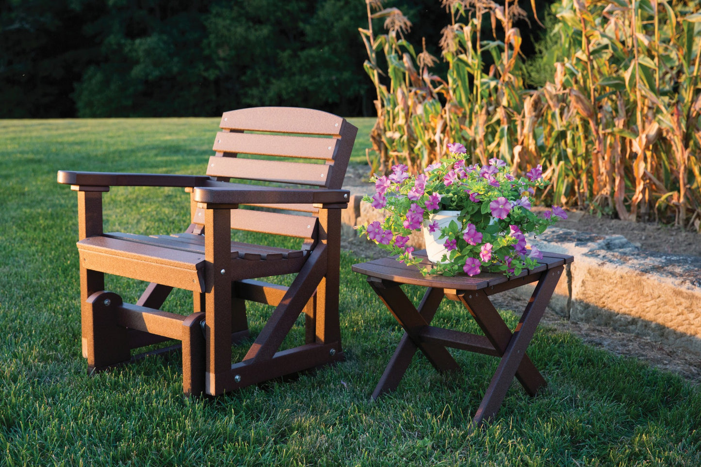 classic single glider with side table