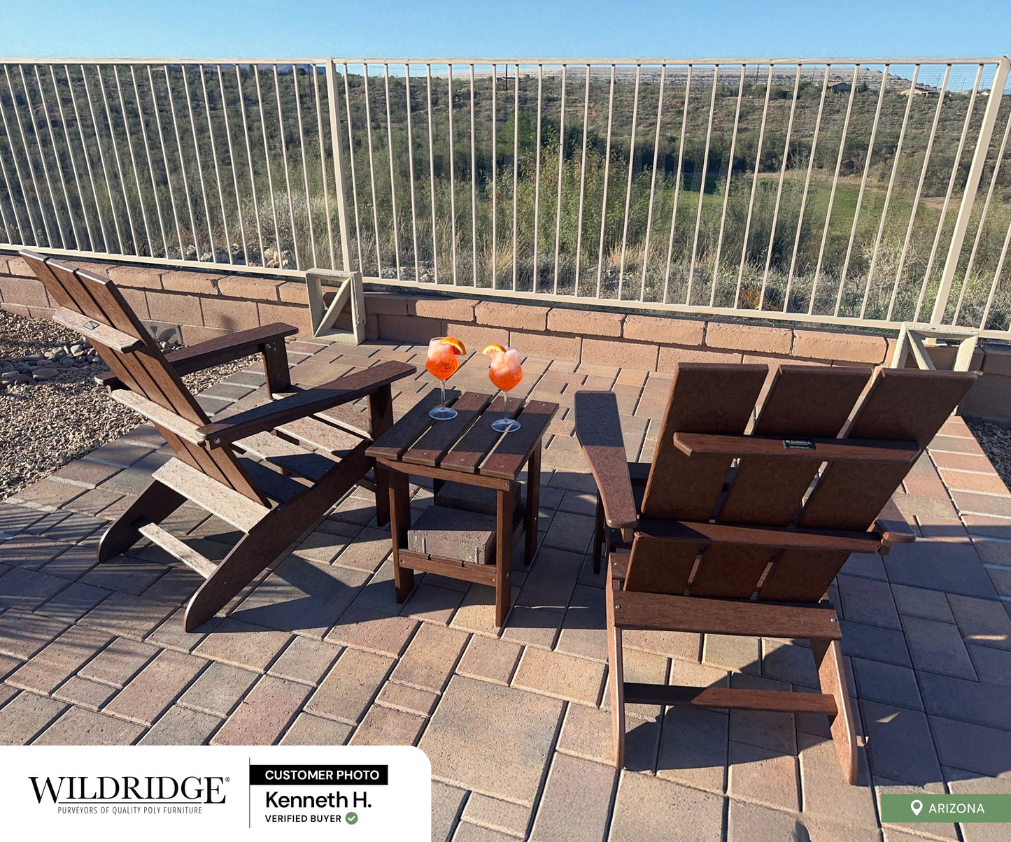 brown modern adirondack chairs with side table