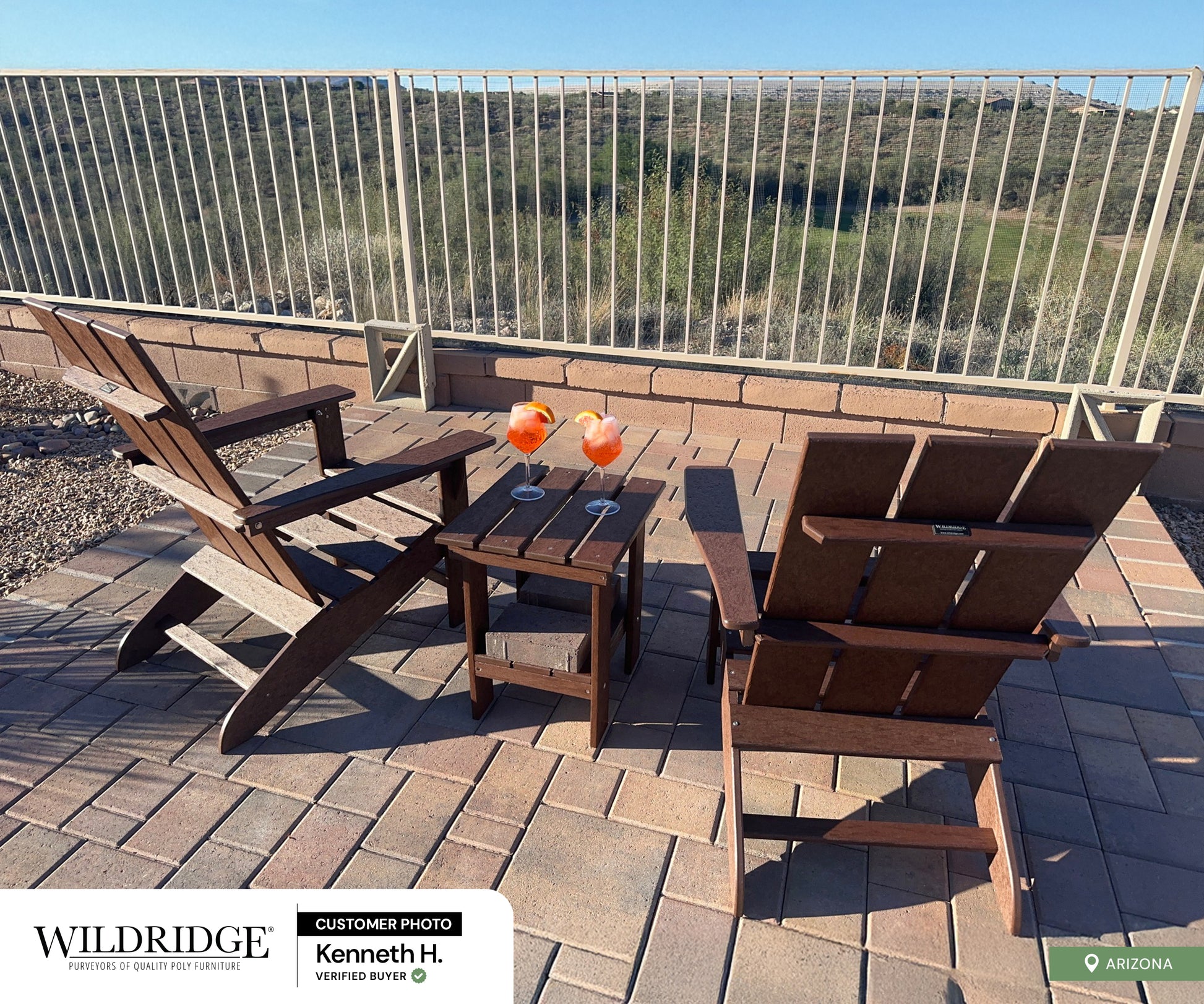 brown modern adirondack chairs with side table