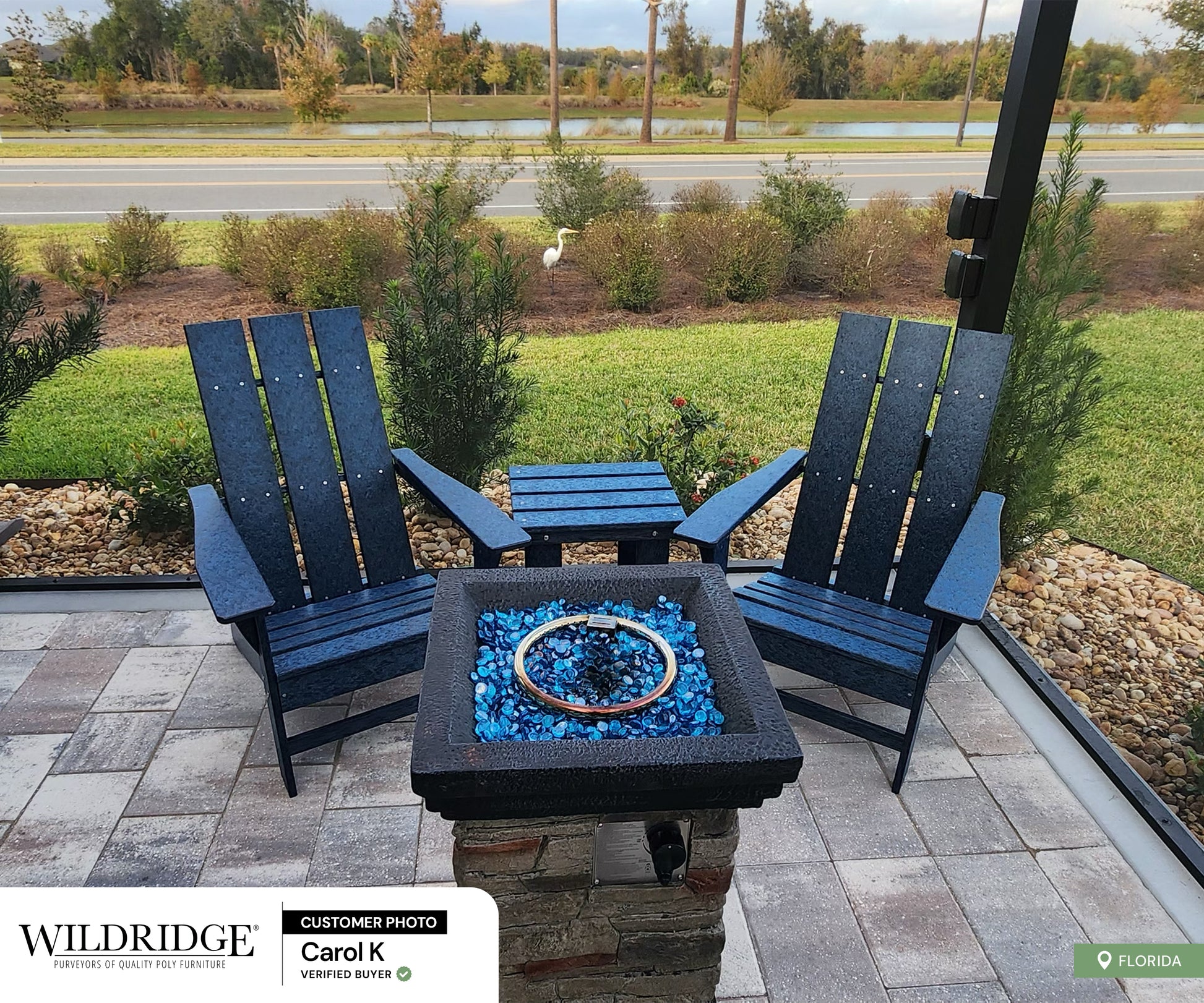 blue modern adirondack chair set with side table