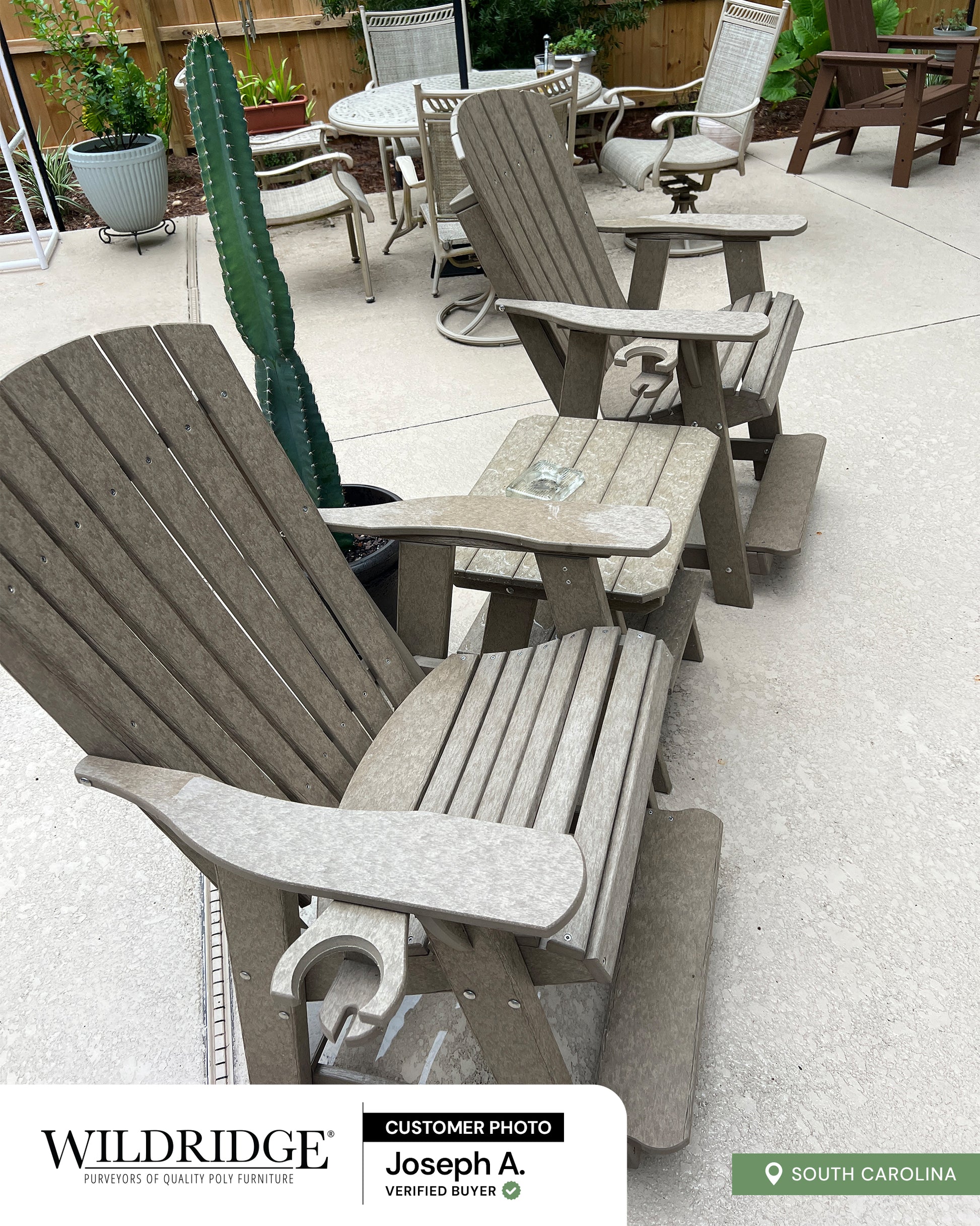 tall adirondack chairs with side table and cup holders