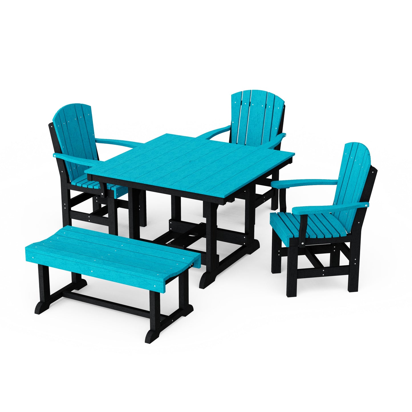 Heritage 5-Piece Square Dining Set with Bench