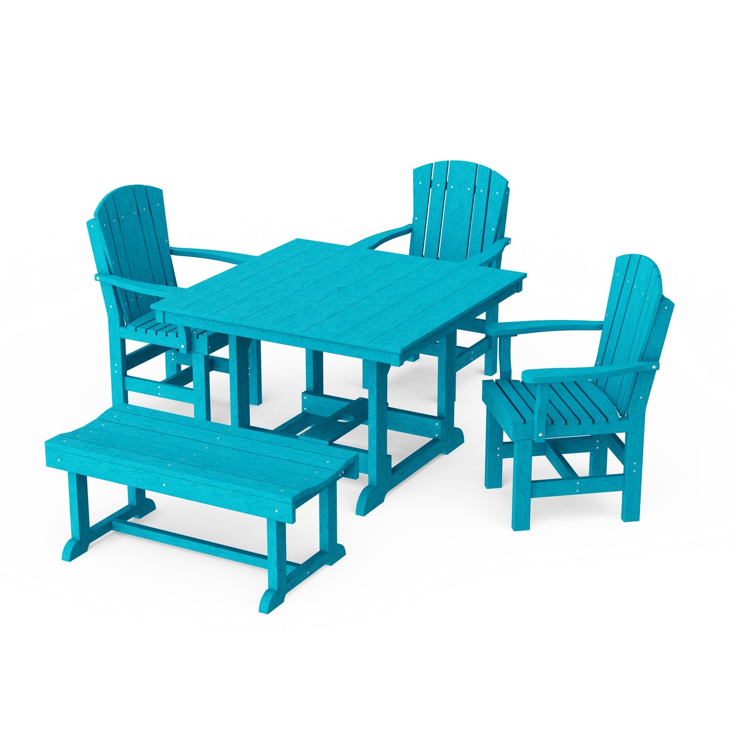 Heritage 5-Piece Square Dining Set with Bench