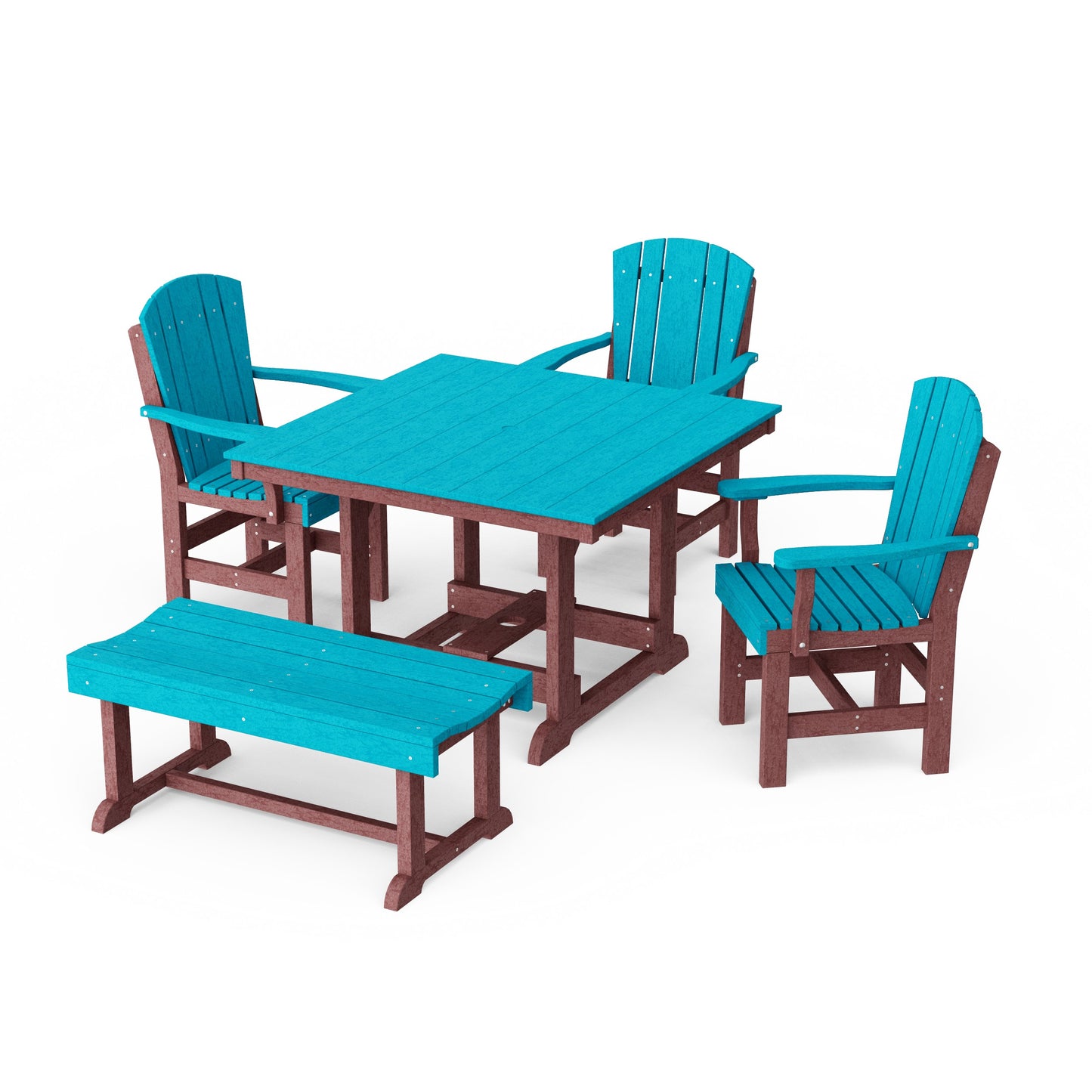 Heritage 5-Piece Square Dining Set with Bench