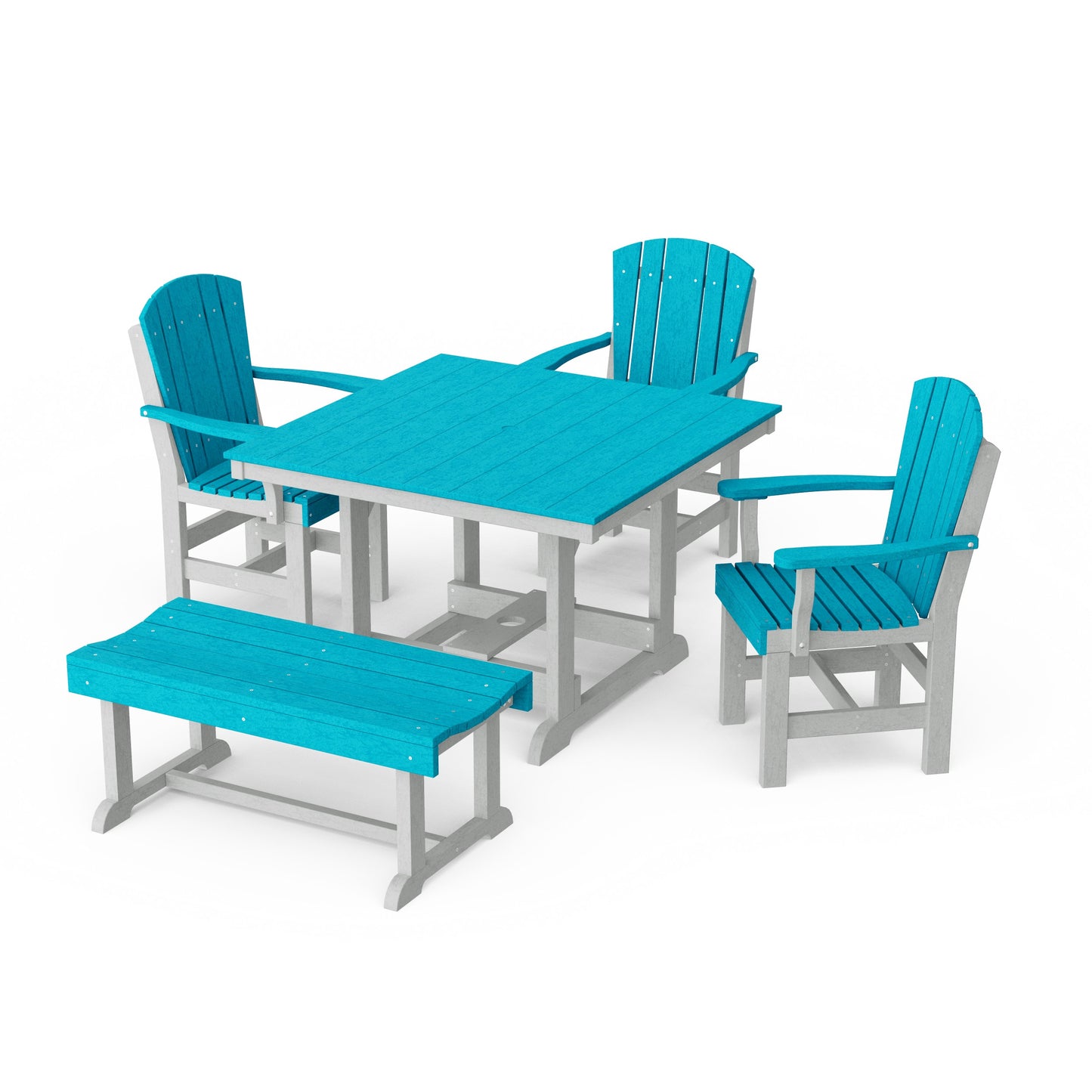 Heritage 5-Piece Square Dining Set with Bench