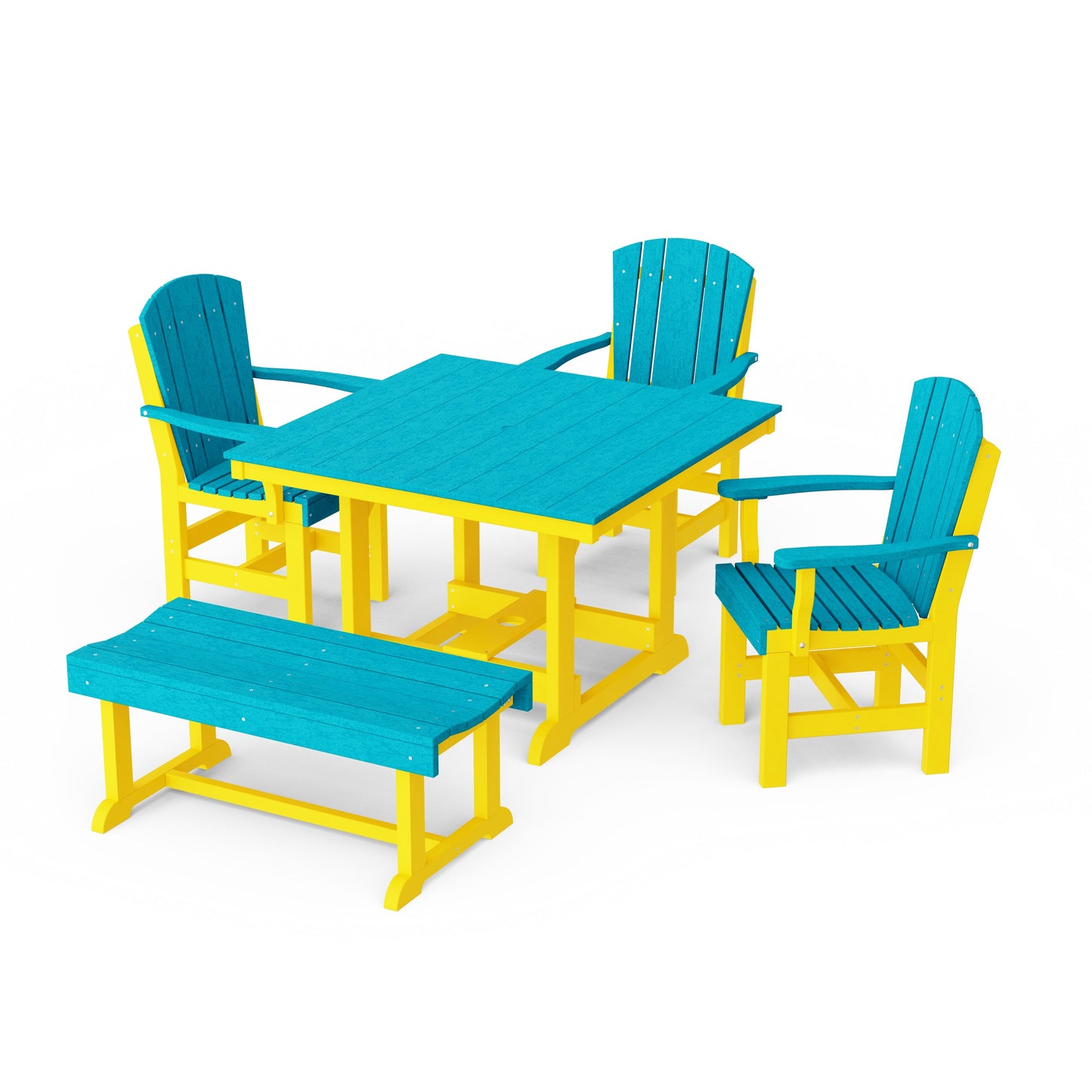 Heritage 5-Piece Square Dining Set with Bench