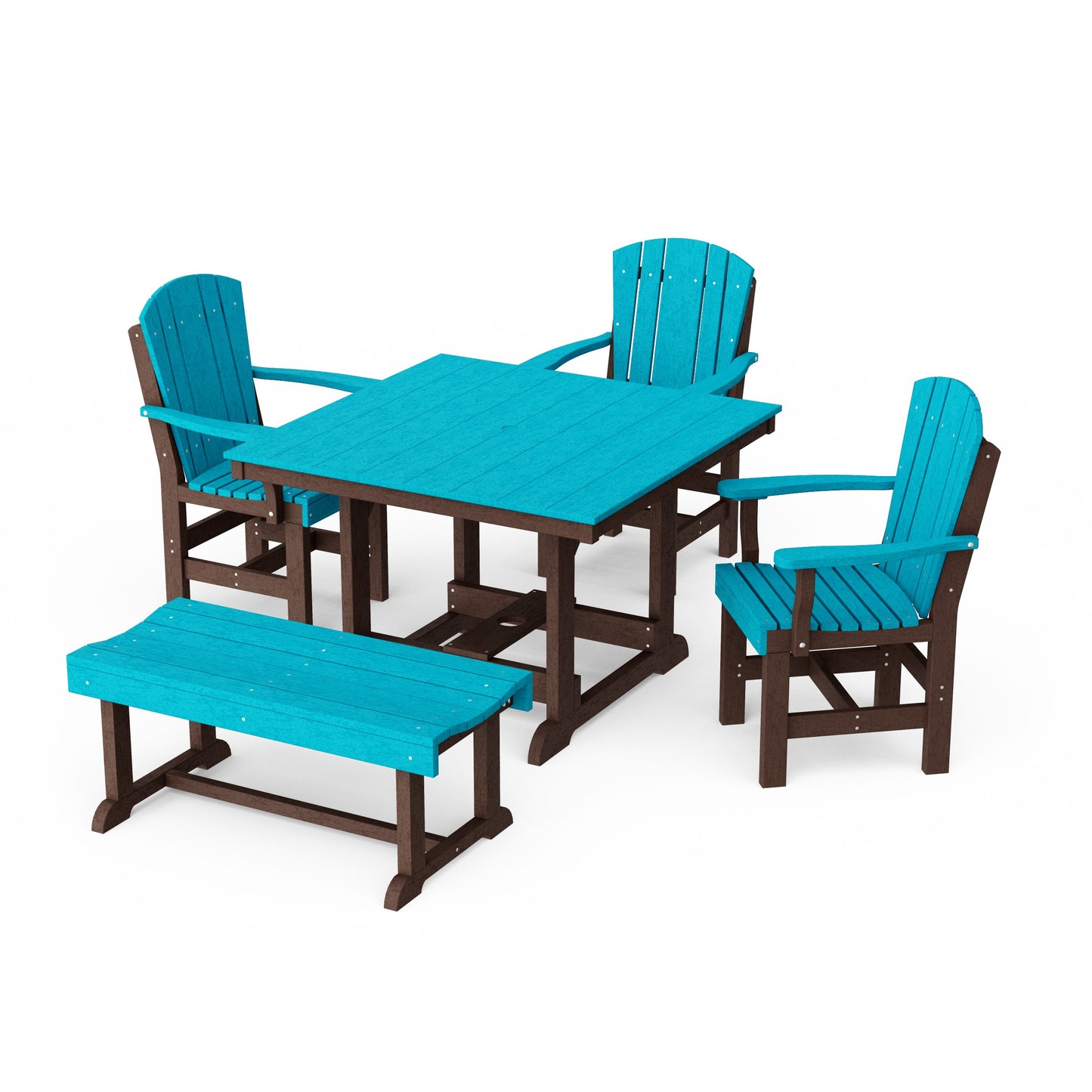 Heritage 5-Piece Square Dining Set with Bench