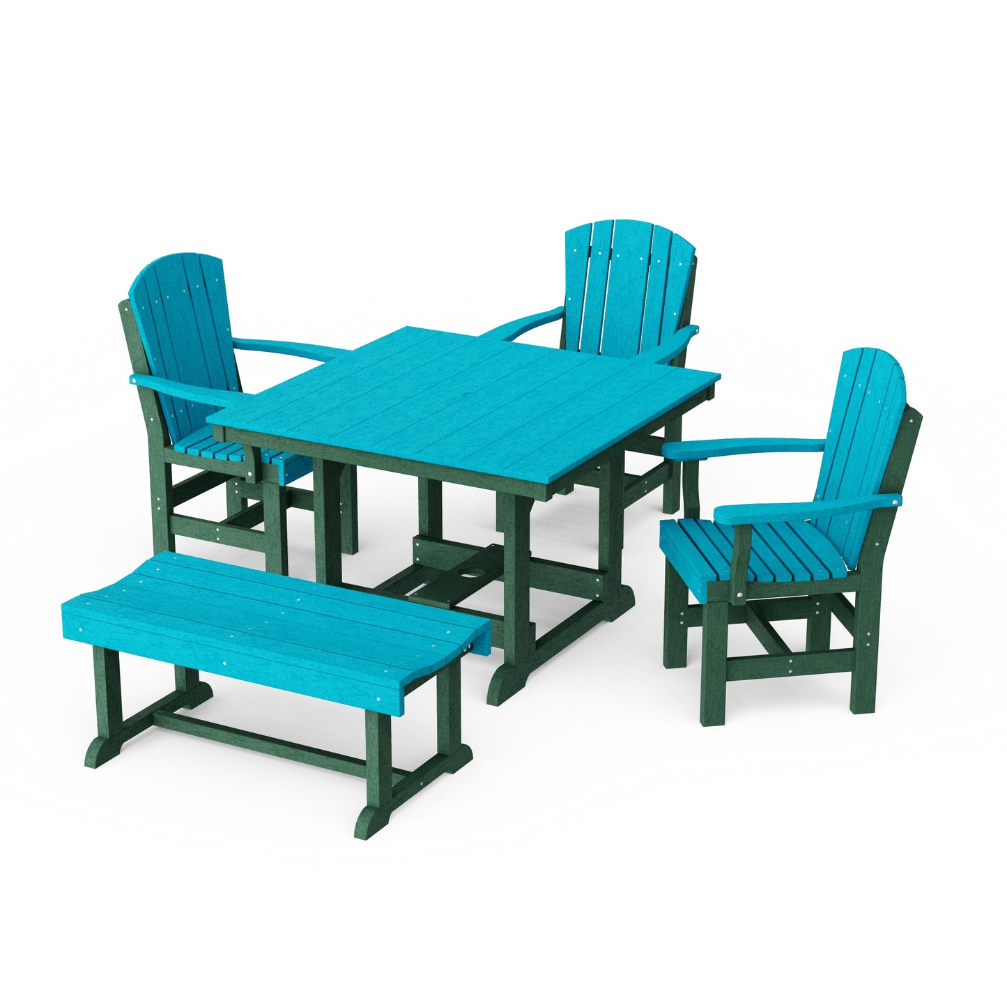 Heritage 5-Piece Square Dining Set with Bench