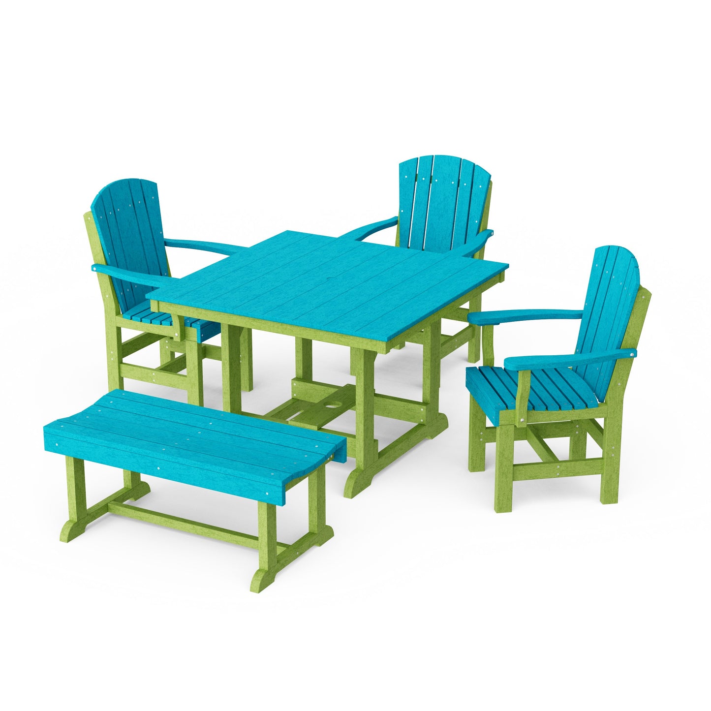 Heritage 5-Piece Square Dining Set with Bench