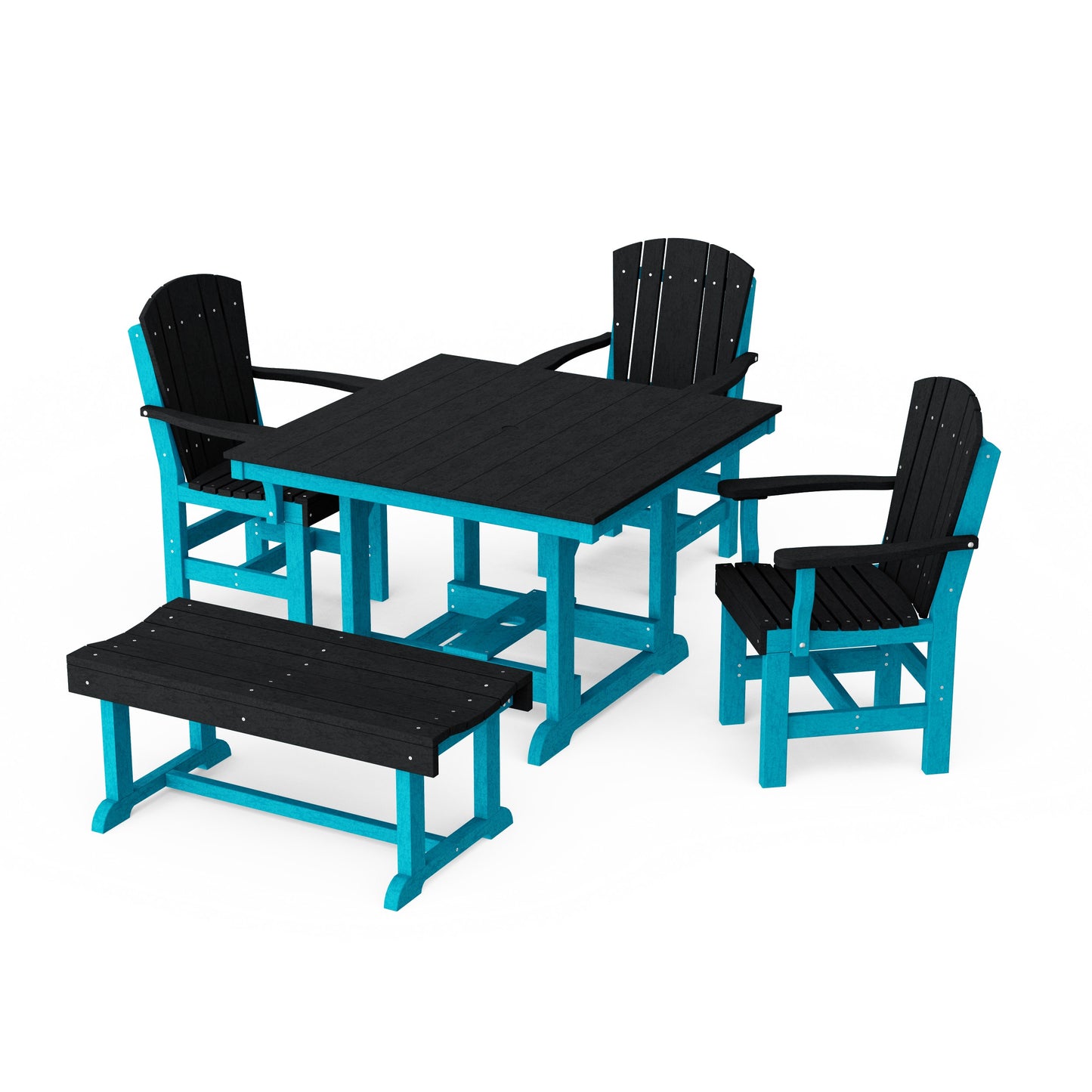 Heritage 5-Piece Square Dining Set with Bench