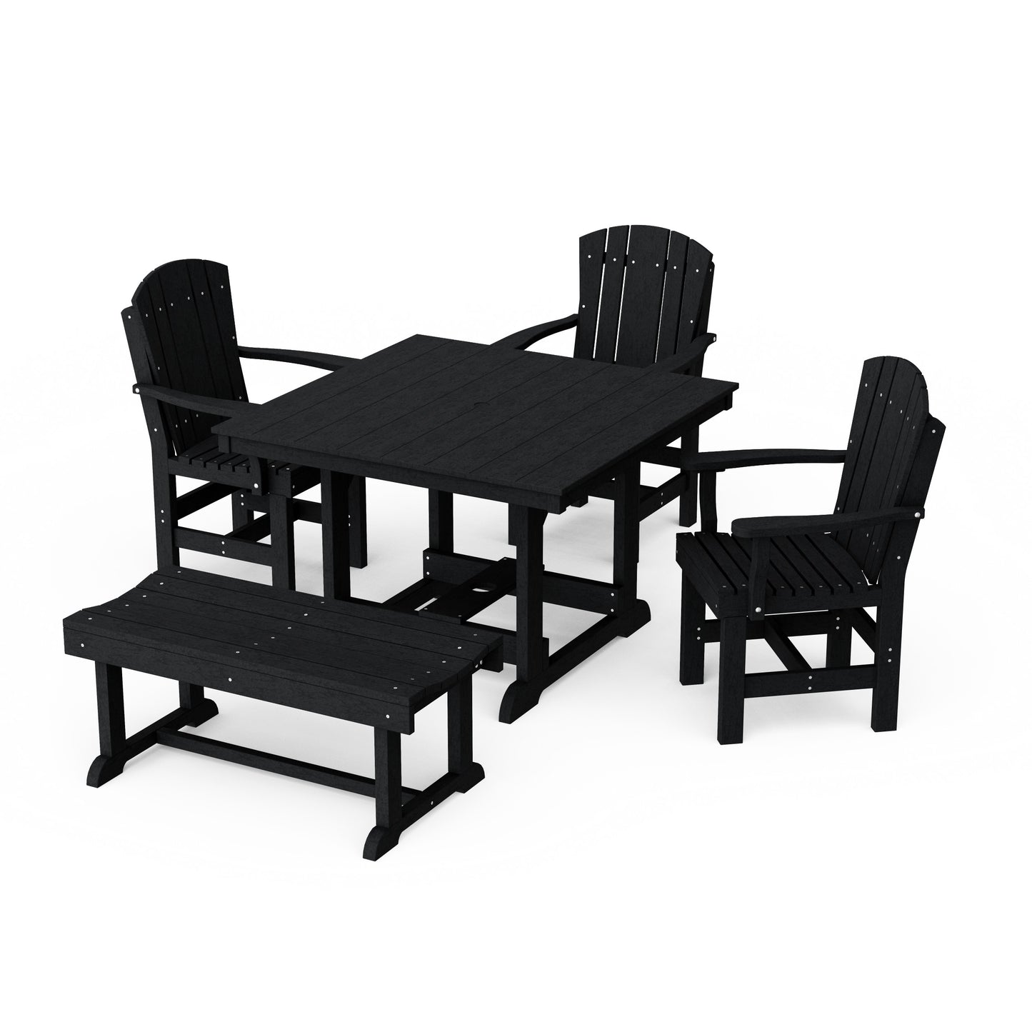 Heritage 5-Piece Square Dining Set with Bench