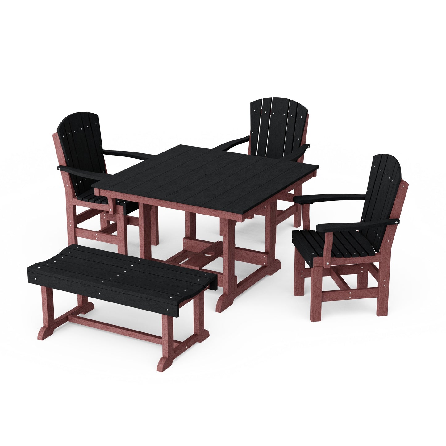 Heritage 5-Piece Square Dining Set with Bench
