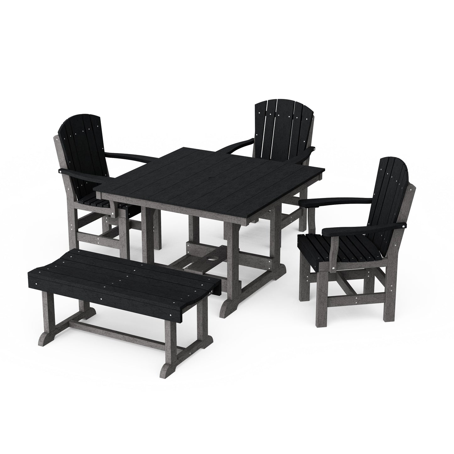 Heritage 5-Piece Square Dining Set with Bench