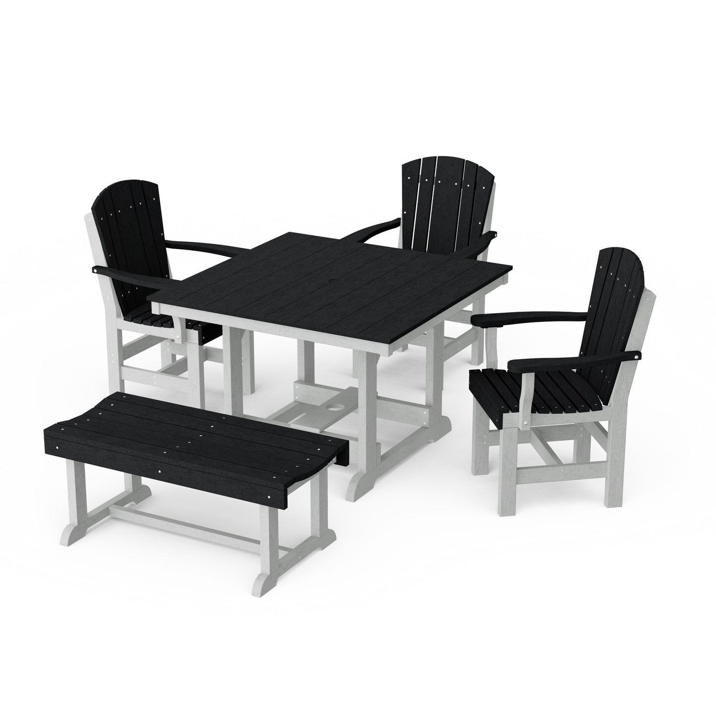 Heritage 5-Piece Square Dining Set with Bench