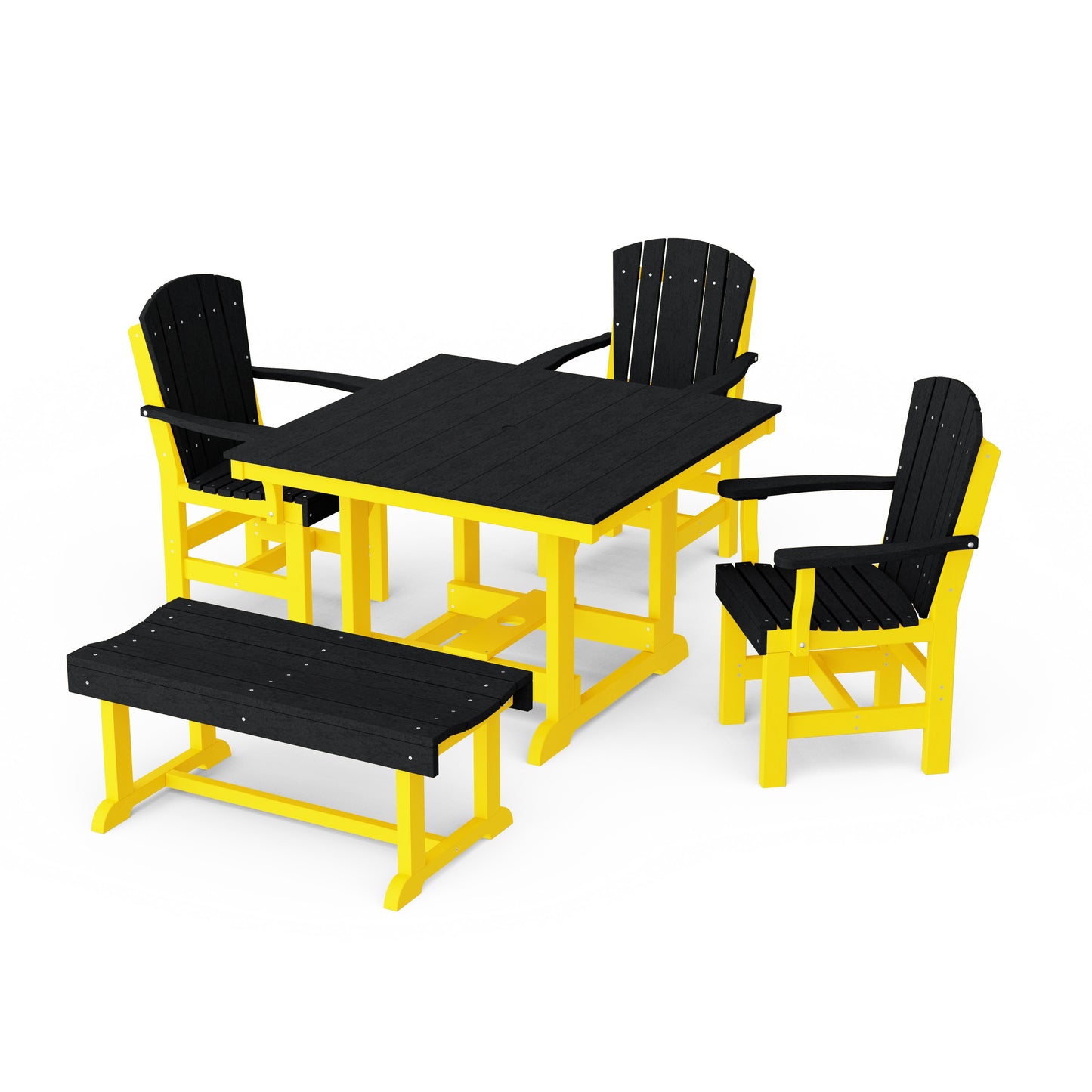 Heritage 5-Piece Square Dining Set with Bench