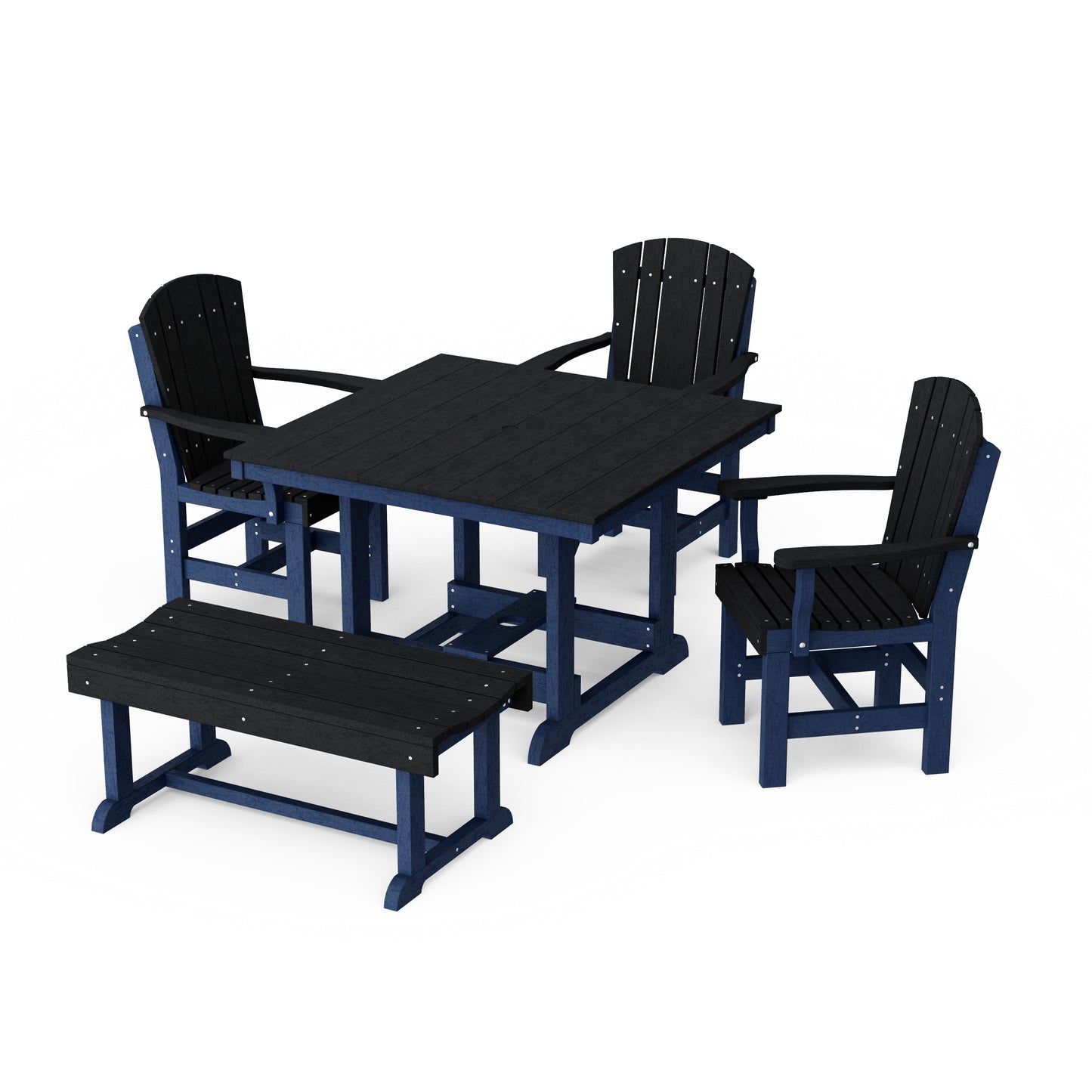 Heritage 5-Piece Square Dining Set with Bench