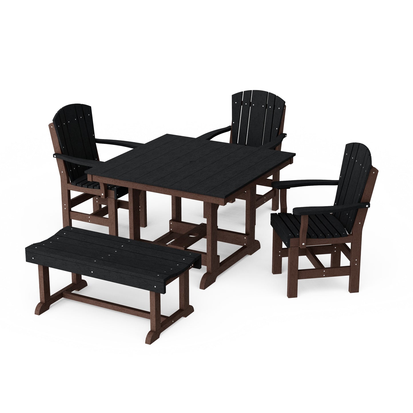 Heritage 5-Piece Square Dining Set with Bench