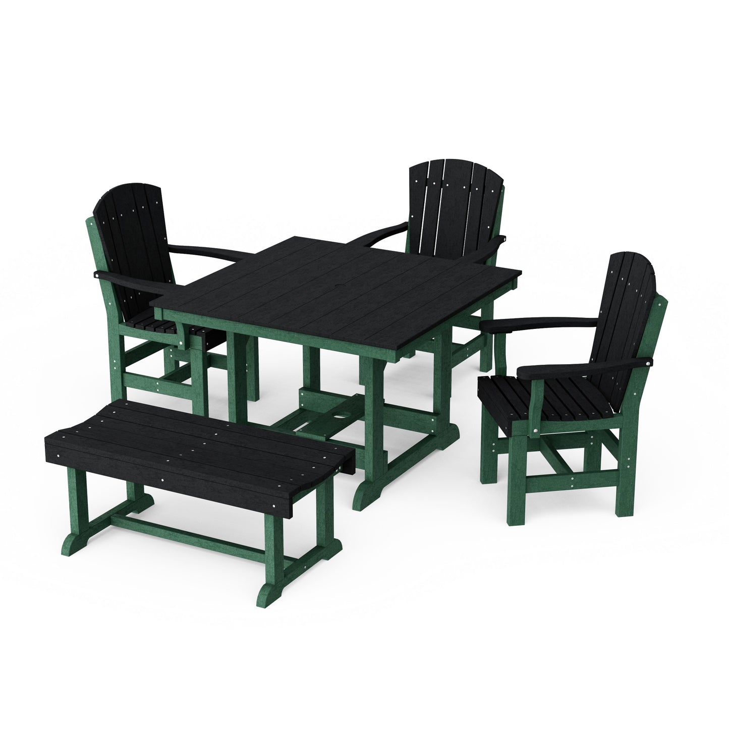 Heritage 5-Piece Square Dining Set with Bench