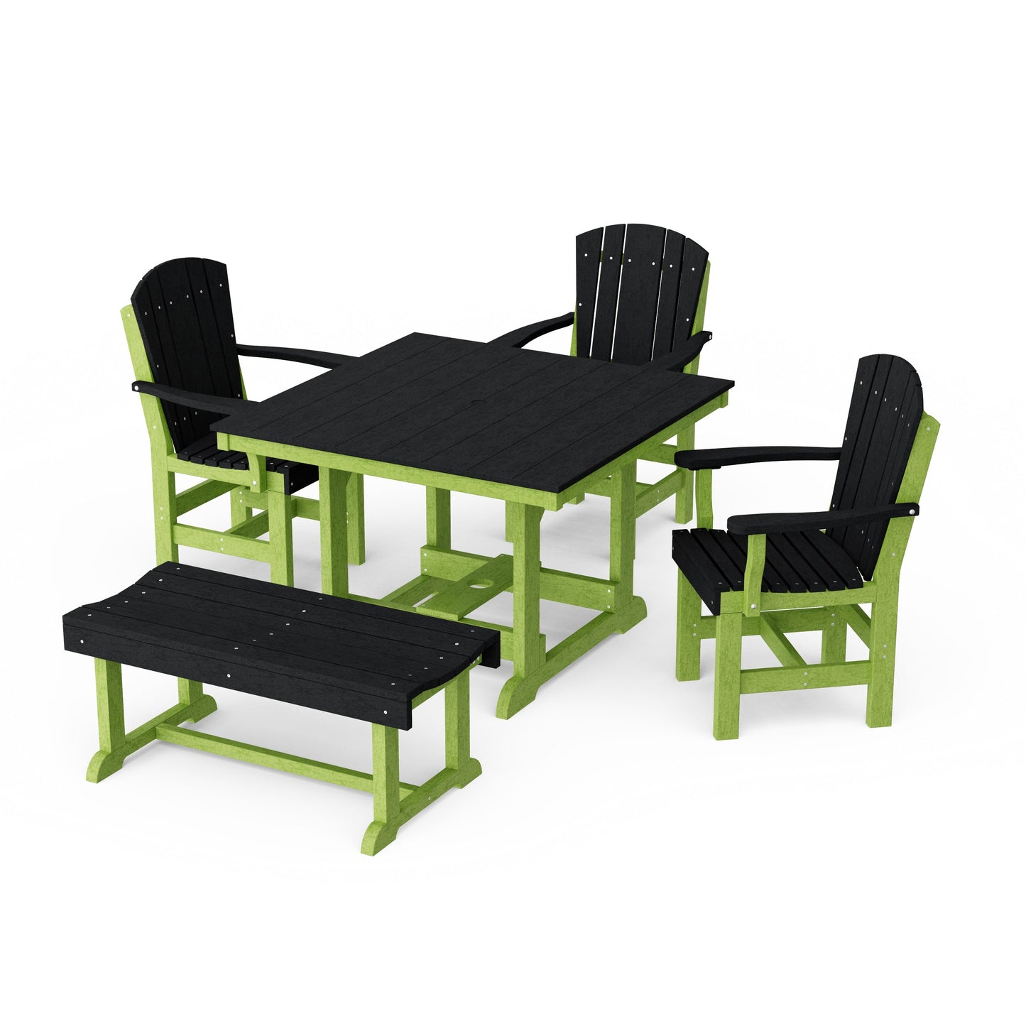 Heritage 5-Piece Square Dining Set with Bench