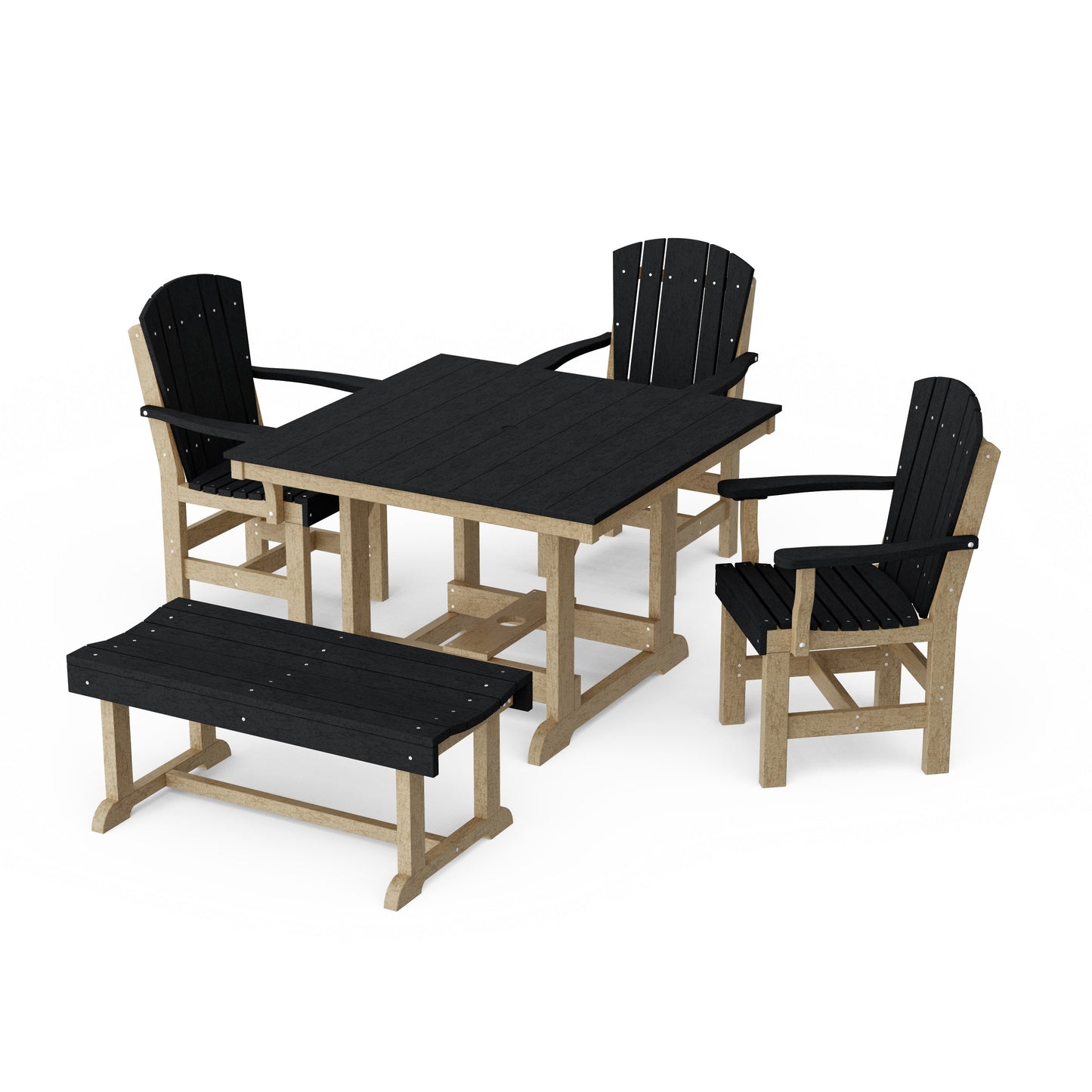 Heritage 5-Piece Square Dining Set with Bench