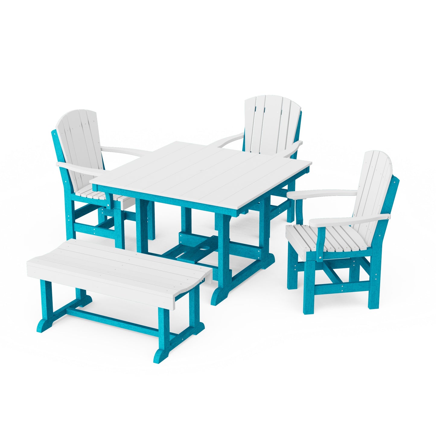Heritage 5-Piece Square Dining Set with Bench