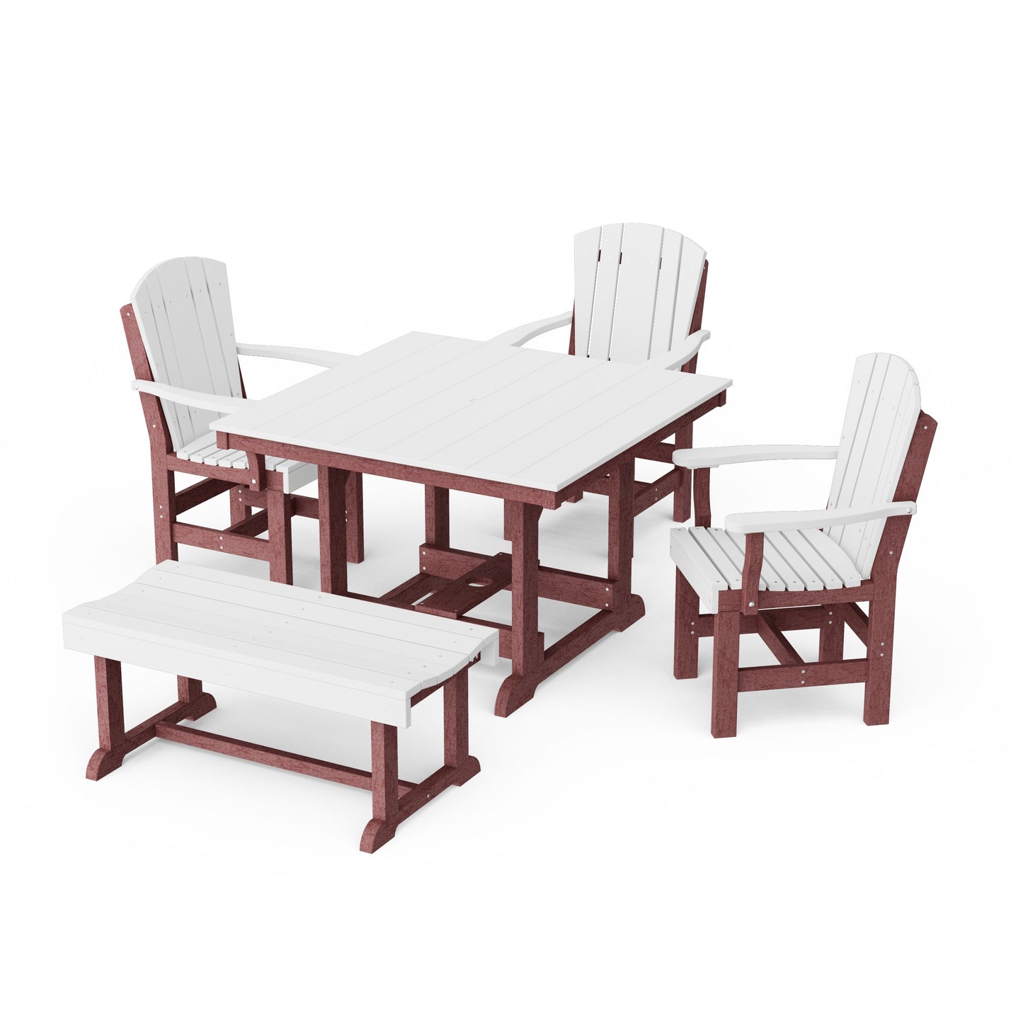 Heritage 5-Piece Square Dining Set with Bench