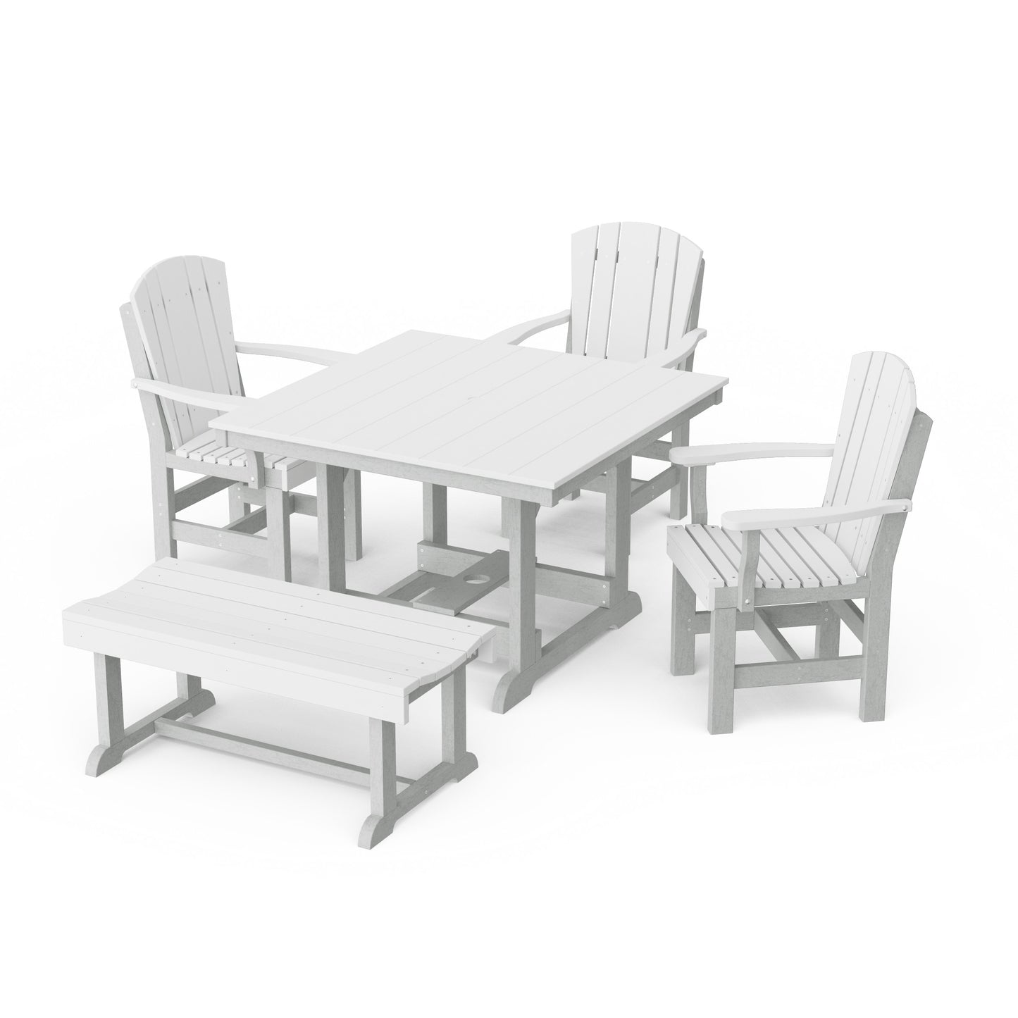 Heritage 5-Piece Square Dining Set with Bench
