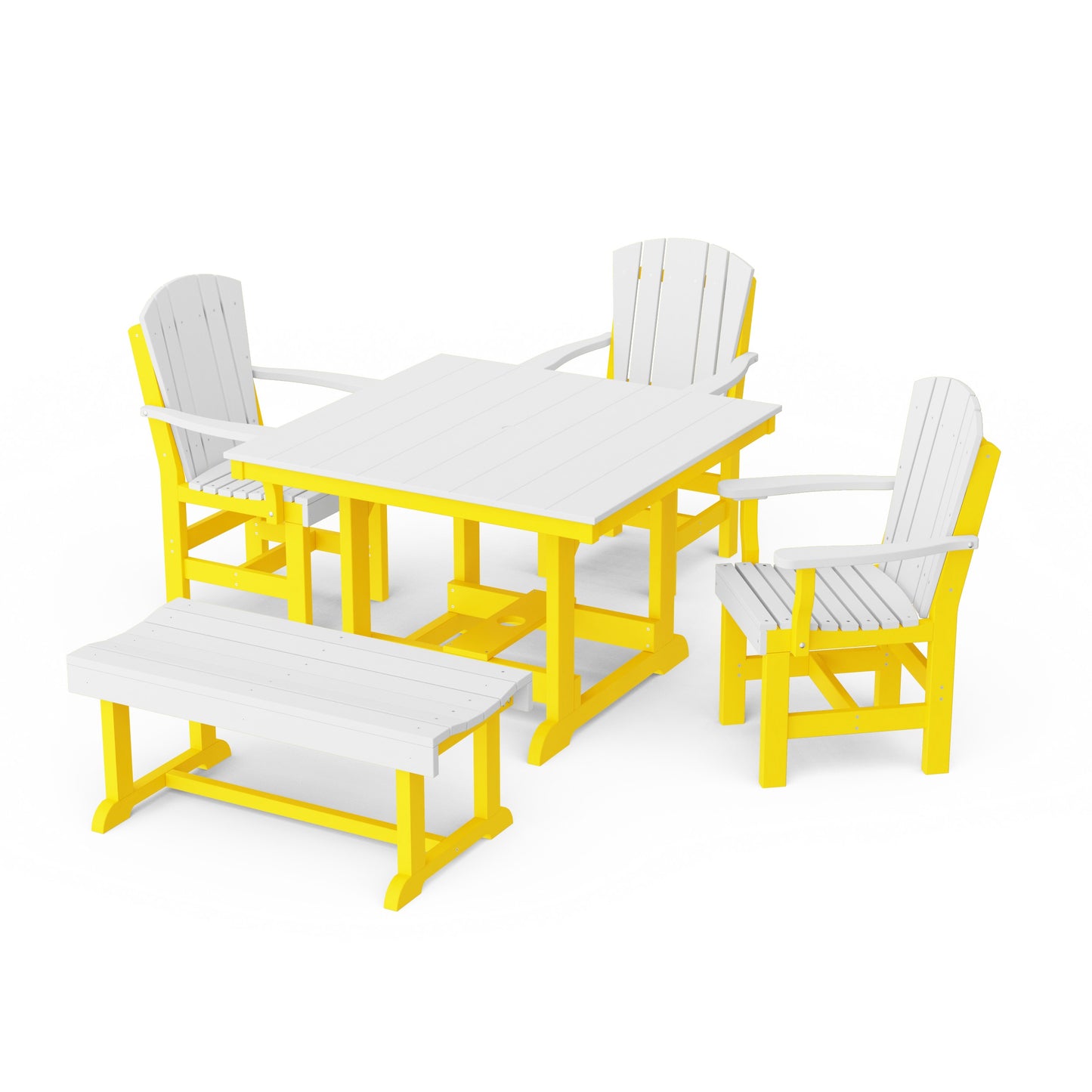 Heritage 5-Piece Square Dining Set with Bench