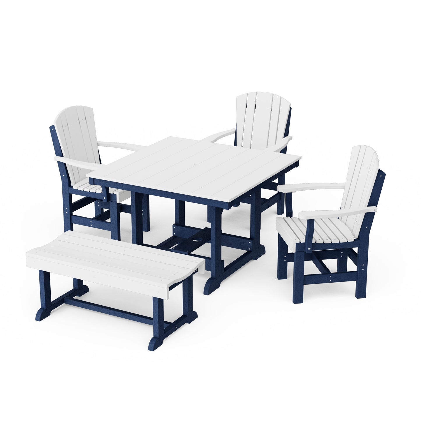 Heritage 5-Piece Square Dining Set with Bench
