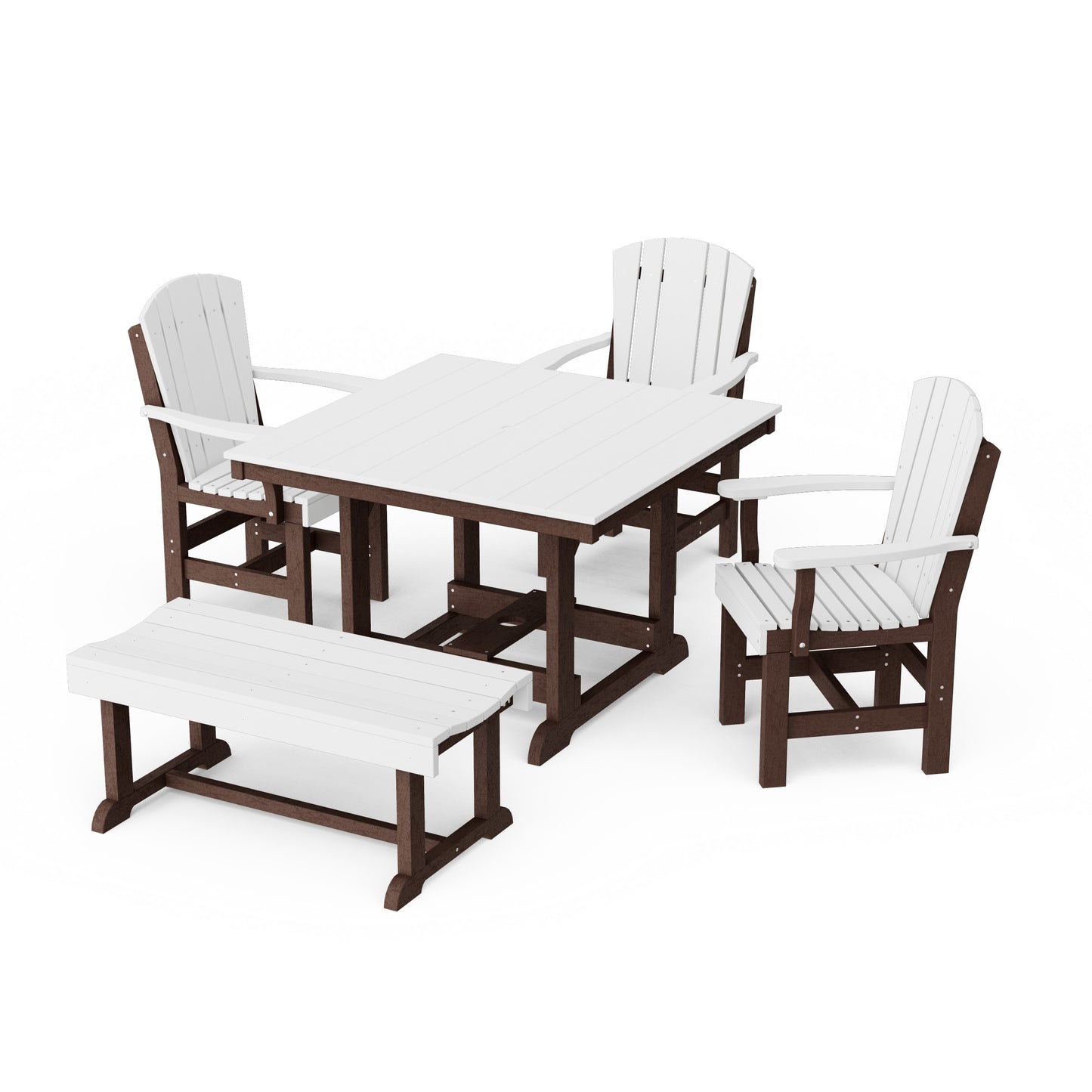 Heritage 5-Piece Square Dining Set with Bench