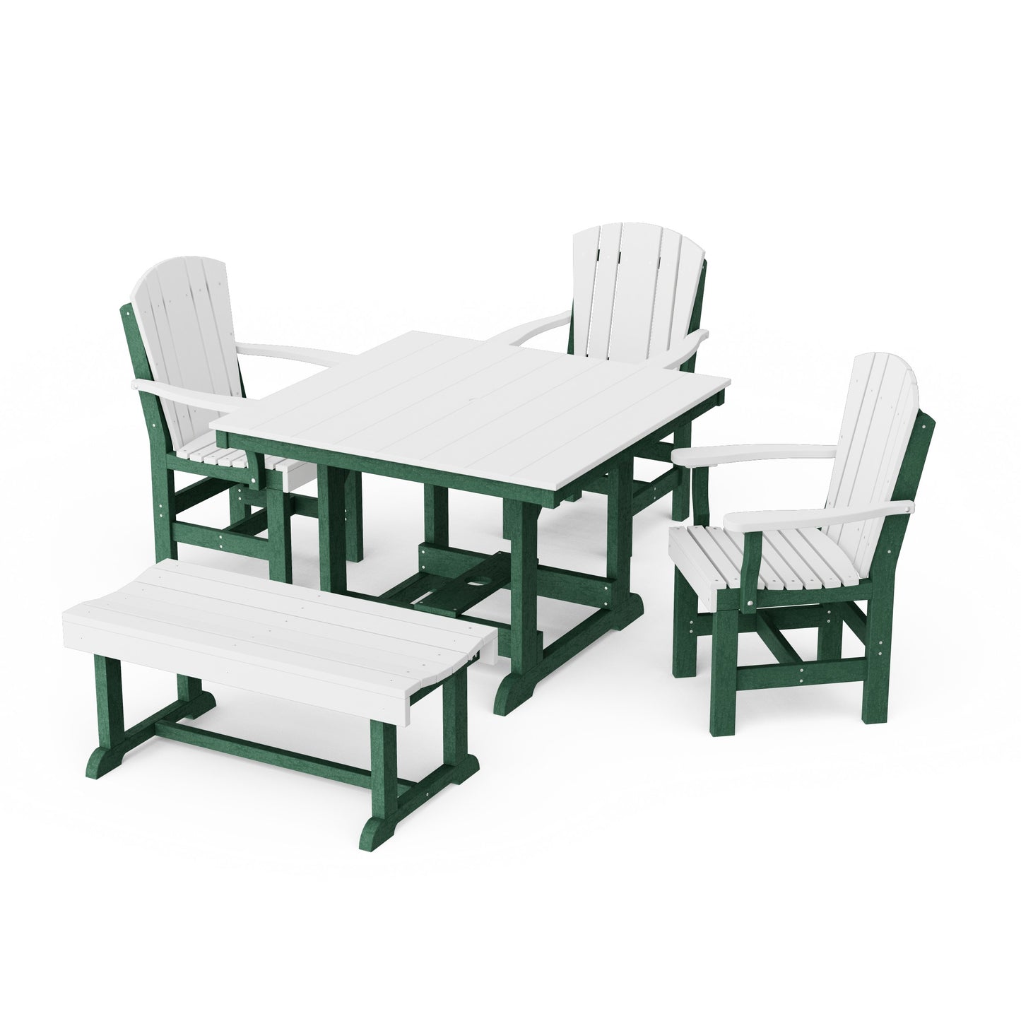 Heritage 5-Piece Square Dining Set with Bench