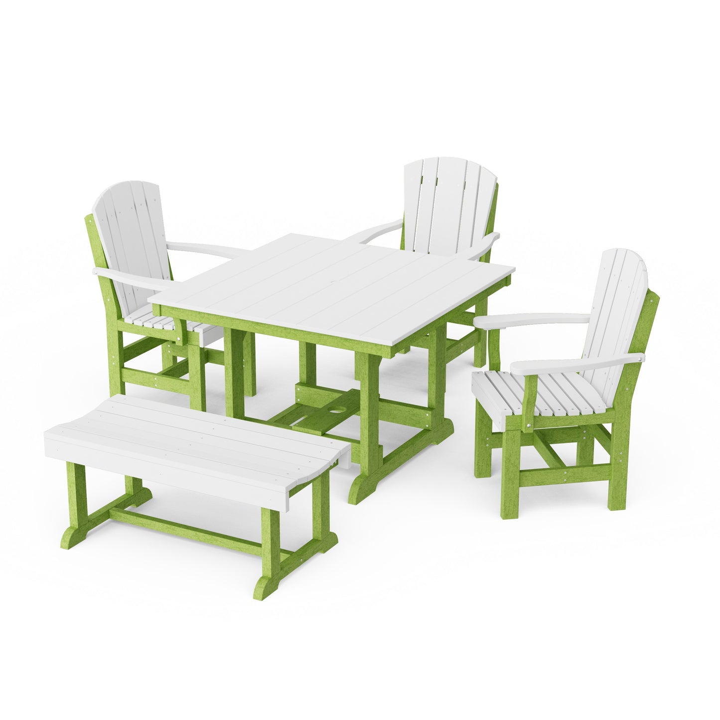 Heritage 5-Piece Square Dining Set with Bench