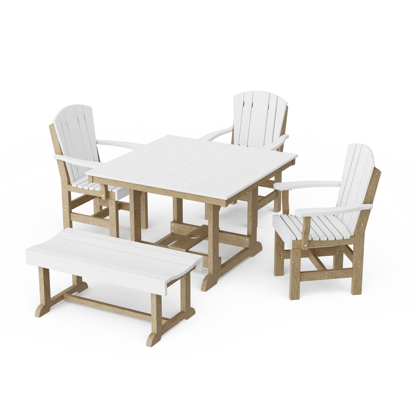 Heritage 5-Piece Square Dining Set with Bench