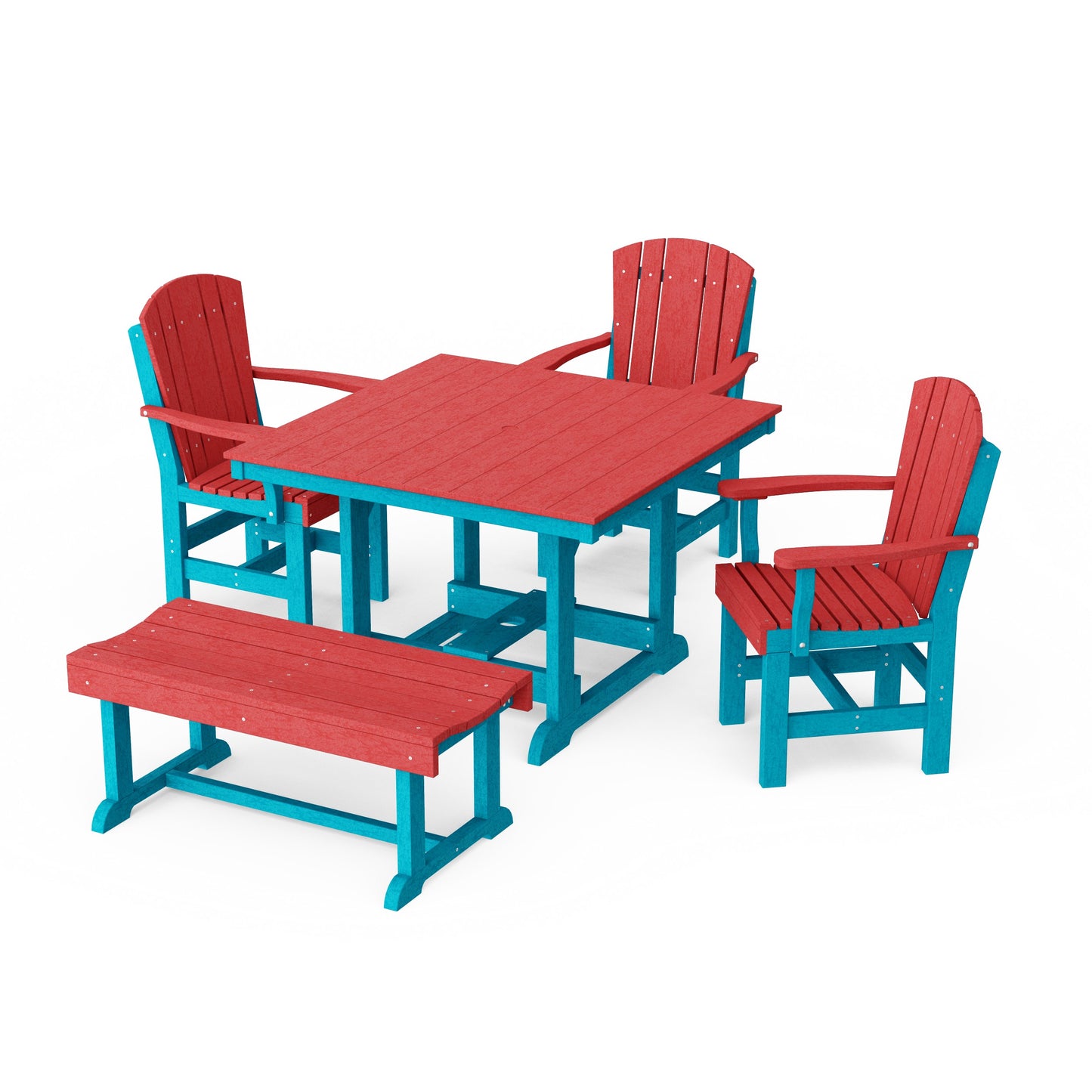 Heritage 5-Piece Square Dining Set with Bench