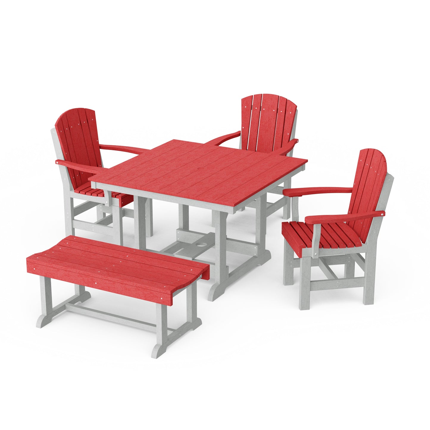 Heritage 5-Piece Square Dining Set with Bench