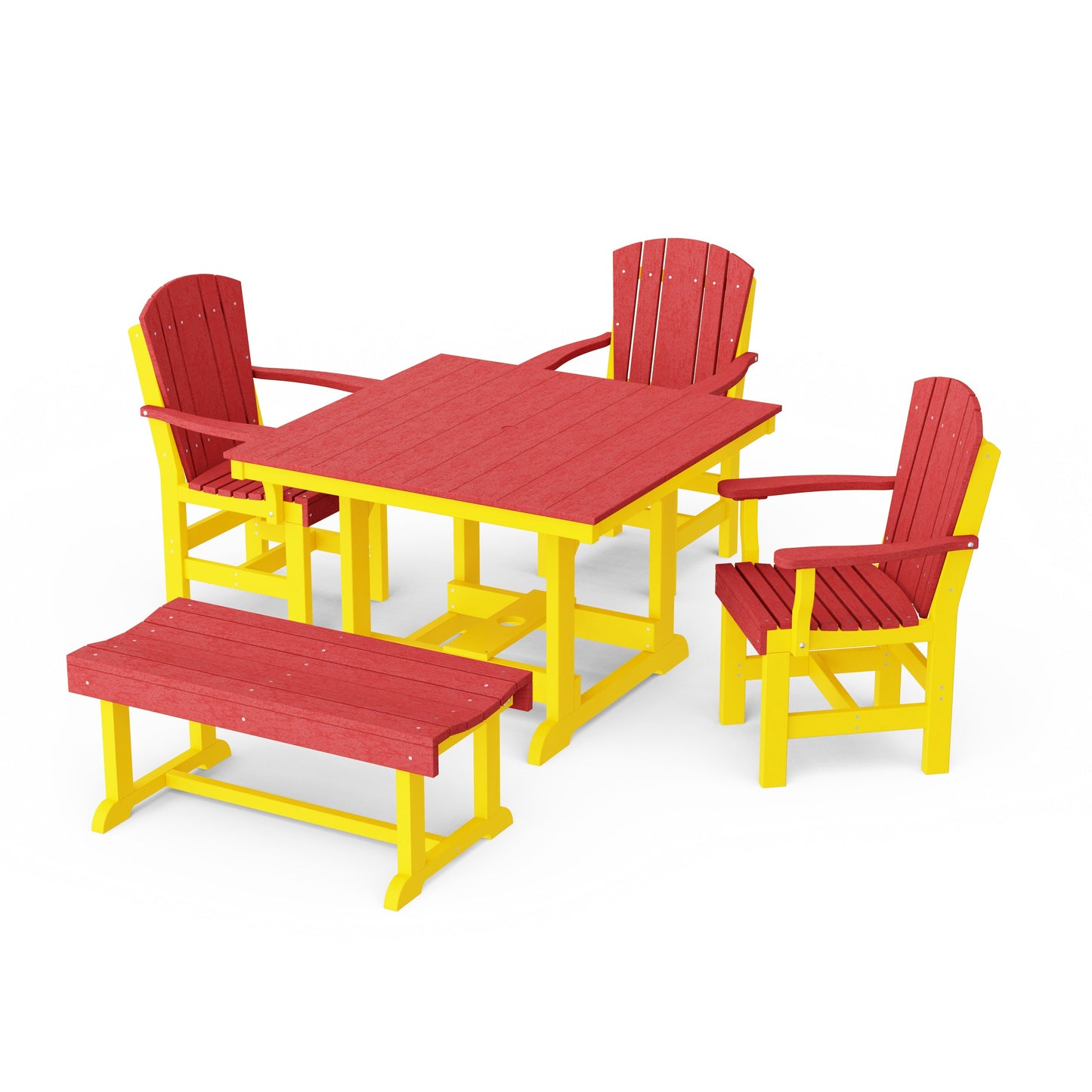 Heritage 5-Piece Square Dining Set with Bench