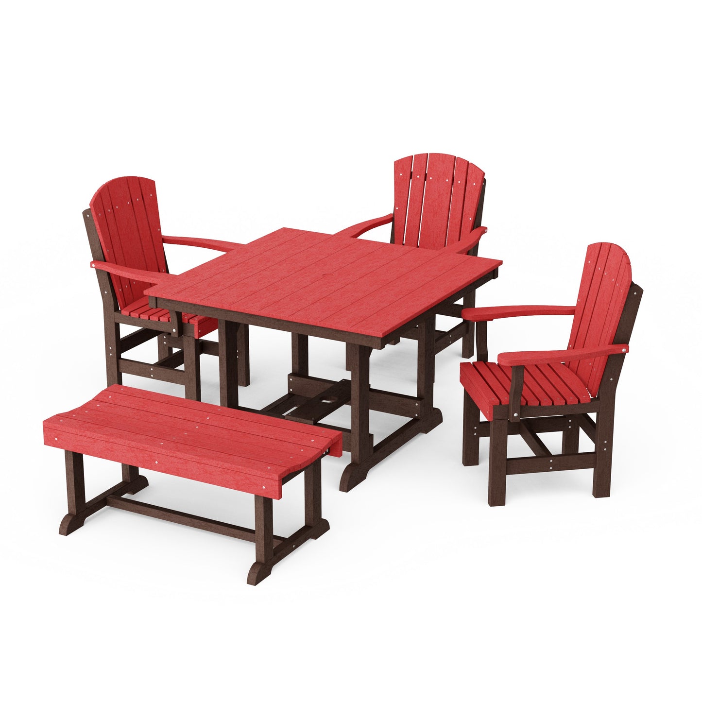 Heritage 5-Piece Square Dining Set with Bench