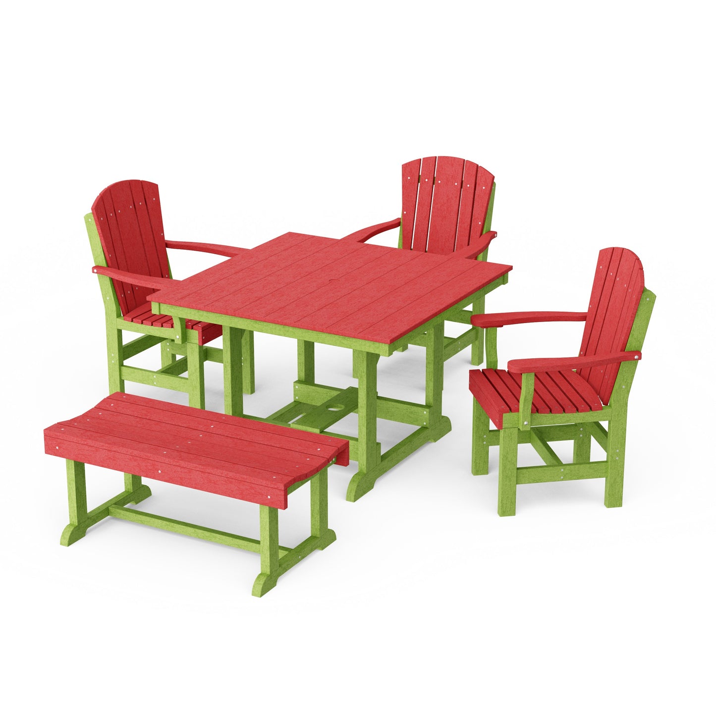 Heritage 5-Piece Square Dining Set with Bench